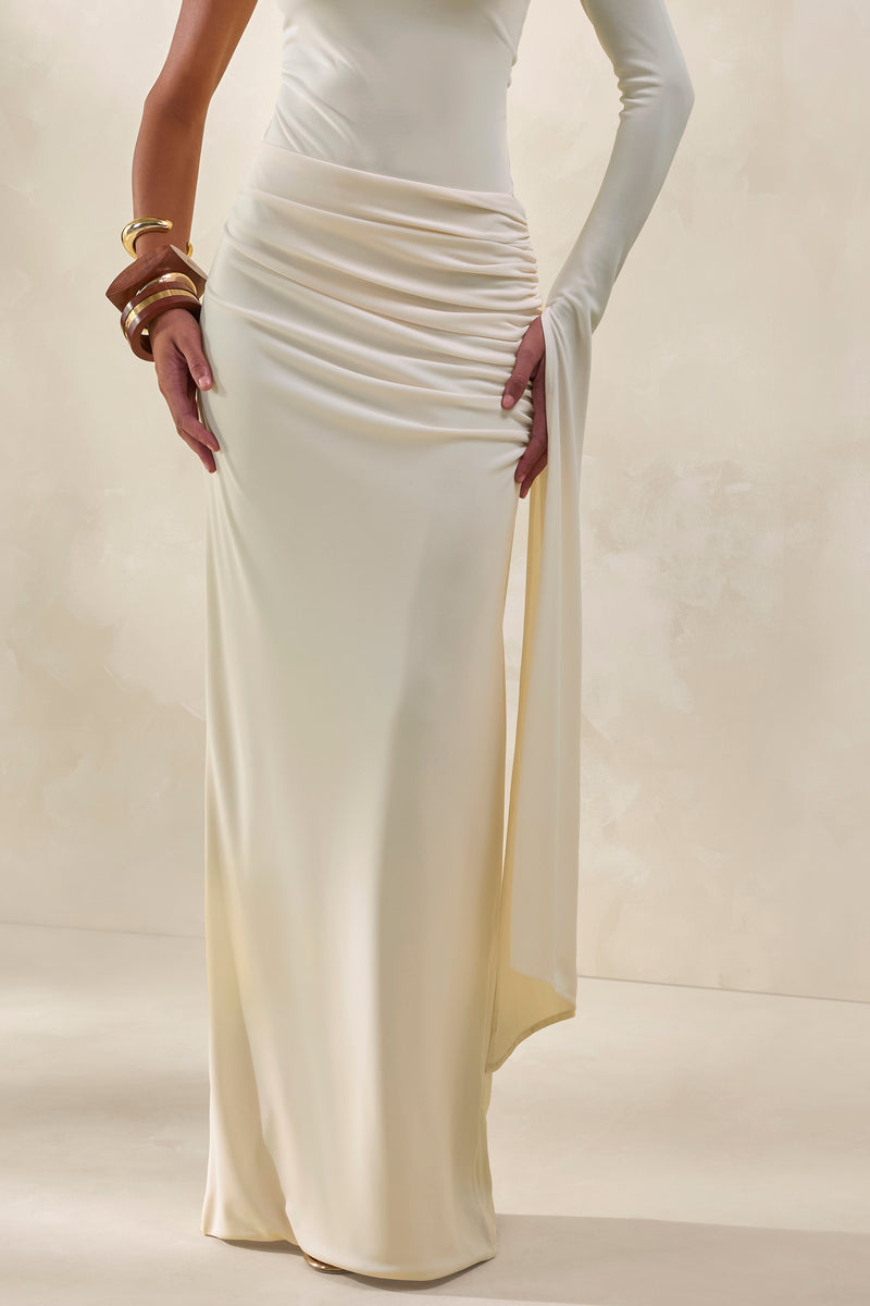 ECM_HR_CL137950111 - Adessa Cream Asymmetric Waist Ruched Maxi Skirt + CL137946111 - Ellora Cream High-Neck One Sleeve Bodysuit0-.jpg