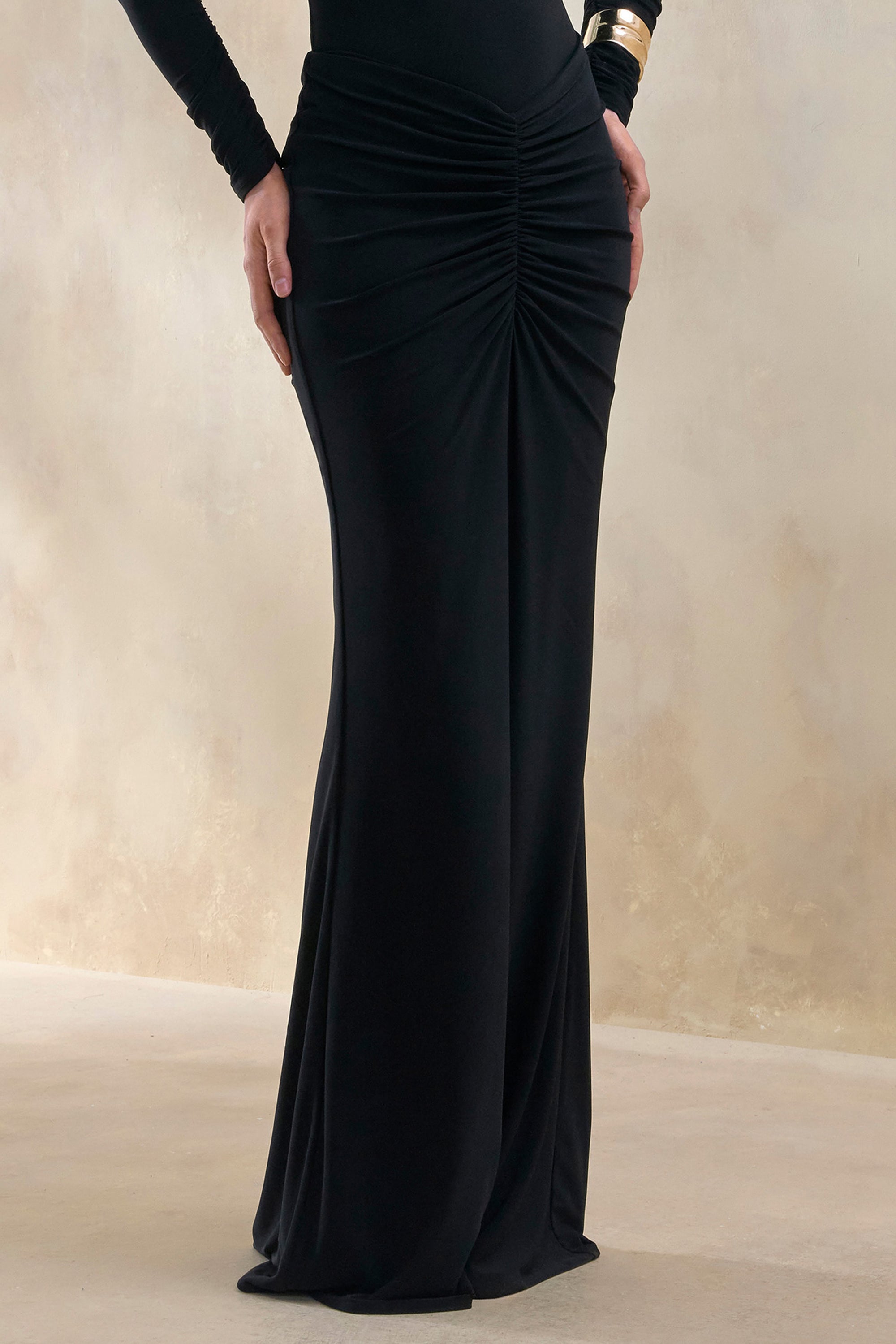 ECM_HR_CL137952001---Micaela-_-Black-Ruched-Maxi-Skirt-+-ECM_HR_CL137948001---Drina-_-Black-Bardot-Neck-Bodysuit-With-Ruched-Long-Sleeves-2-copy.jpg