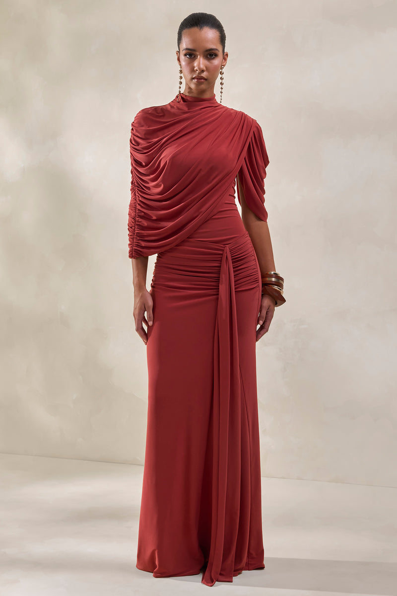 ECM_HR_CL137954071---Fenicia-_-Rust-High-Neck-Bodysuit-With-Cape-Detail-+-CL137956071---Mireya-_-Rust-Wrapped-Maxi-Skirt-With-Split1.jpg
