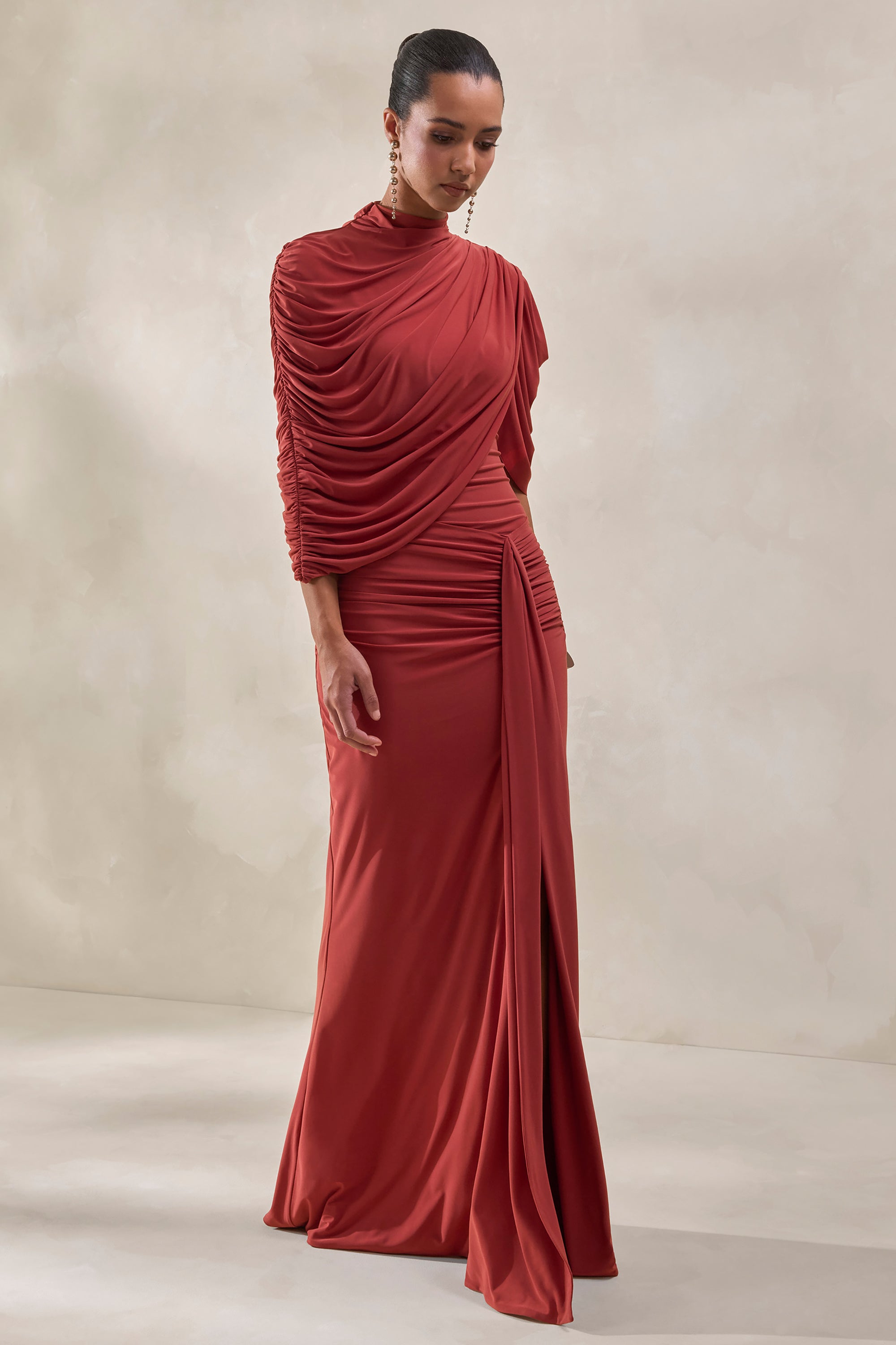 ECM_HR_CL137954071---Fenicia-_-Rust-High-Neck-Bodysuit-With-Cape-Detail-+-CL137956071---Mireya-_-Rust-Wrapped-Maxi-Skirt-With-Split3.jpg