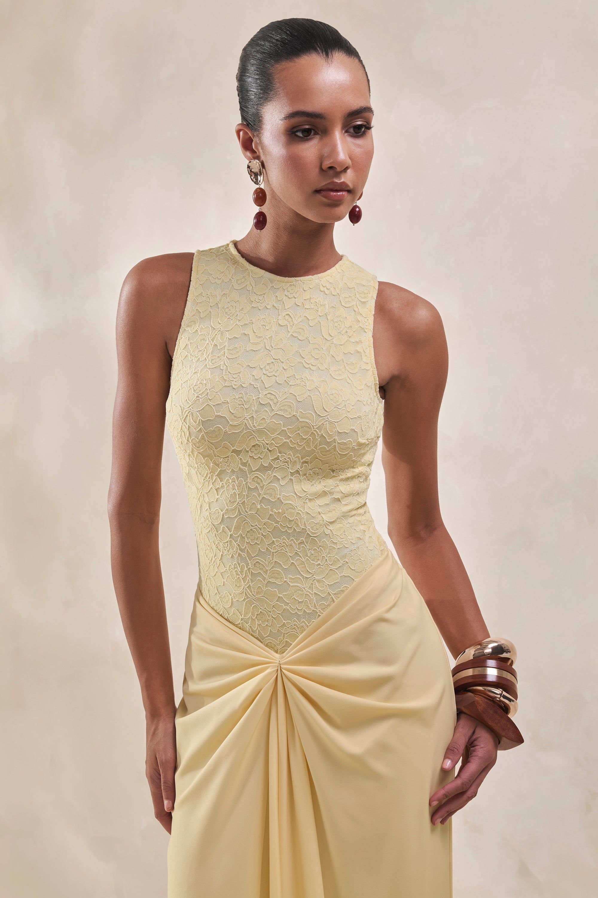 ECM_HR_CL137964121 - Setaria _ Lemon Satin Maxi-Skirt With Gathered-Detailing And Sash + CL137962121 - Serale _ Lemon Lace Halter-Neck Bodysuit4.jpg