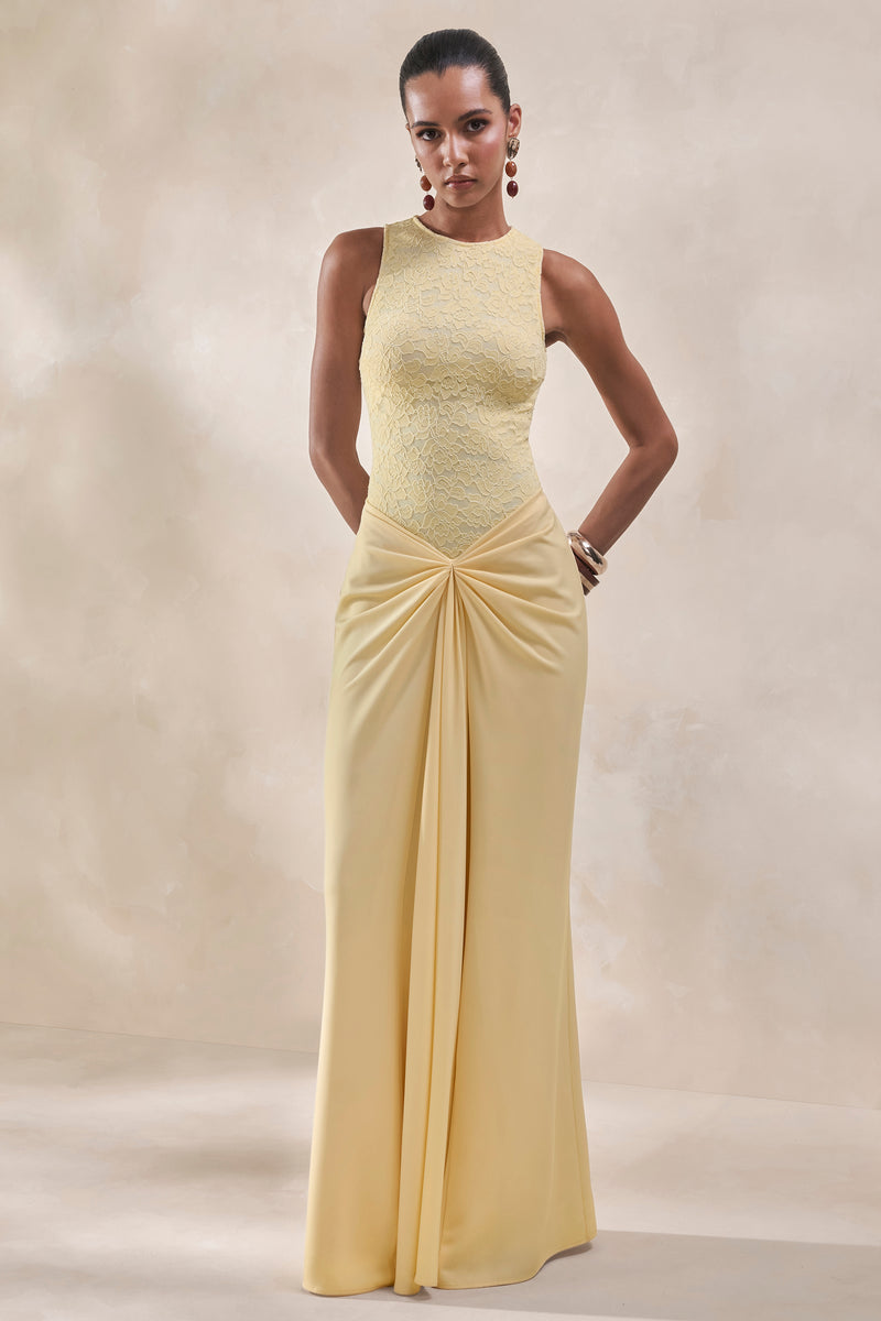 ECM_HR_CL137964121 - Setaria _ Lemon Satin Maxi-Skirt With Gathered-Detailing And Sash + CL137962121 - Serale _ Lemon Lace Halter-Neck Bodysuit0.jpg