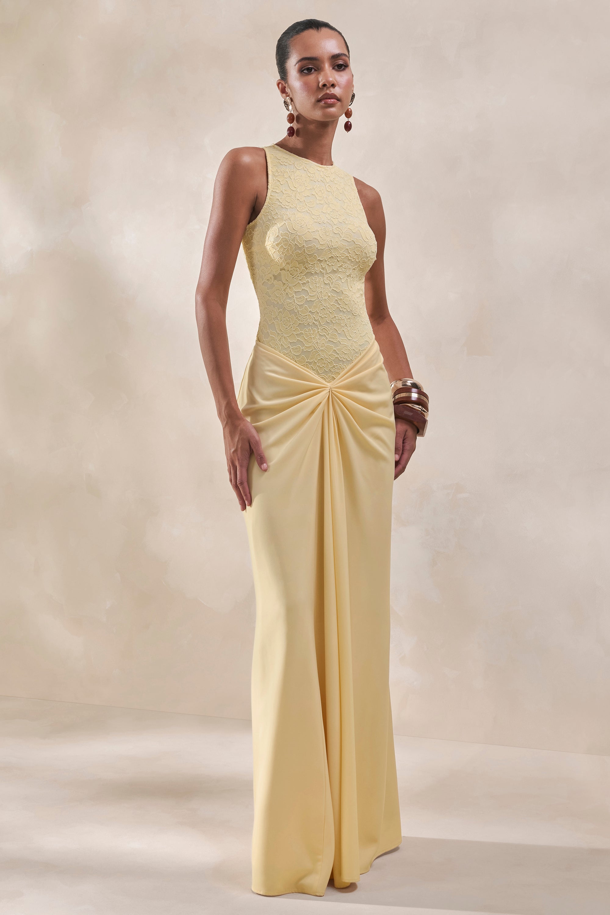 ECM_HR_CL137964121 - Setaria _ Lemon Satin Maxi-Skirt With Gathered-Detailing And Sash + CL137962121 - Serale _ Lemon Lace Halter-Neck Bodysuit2.jpg