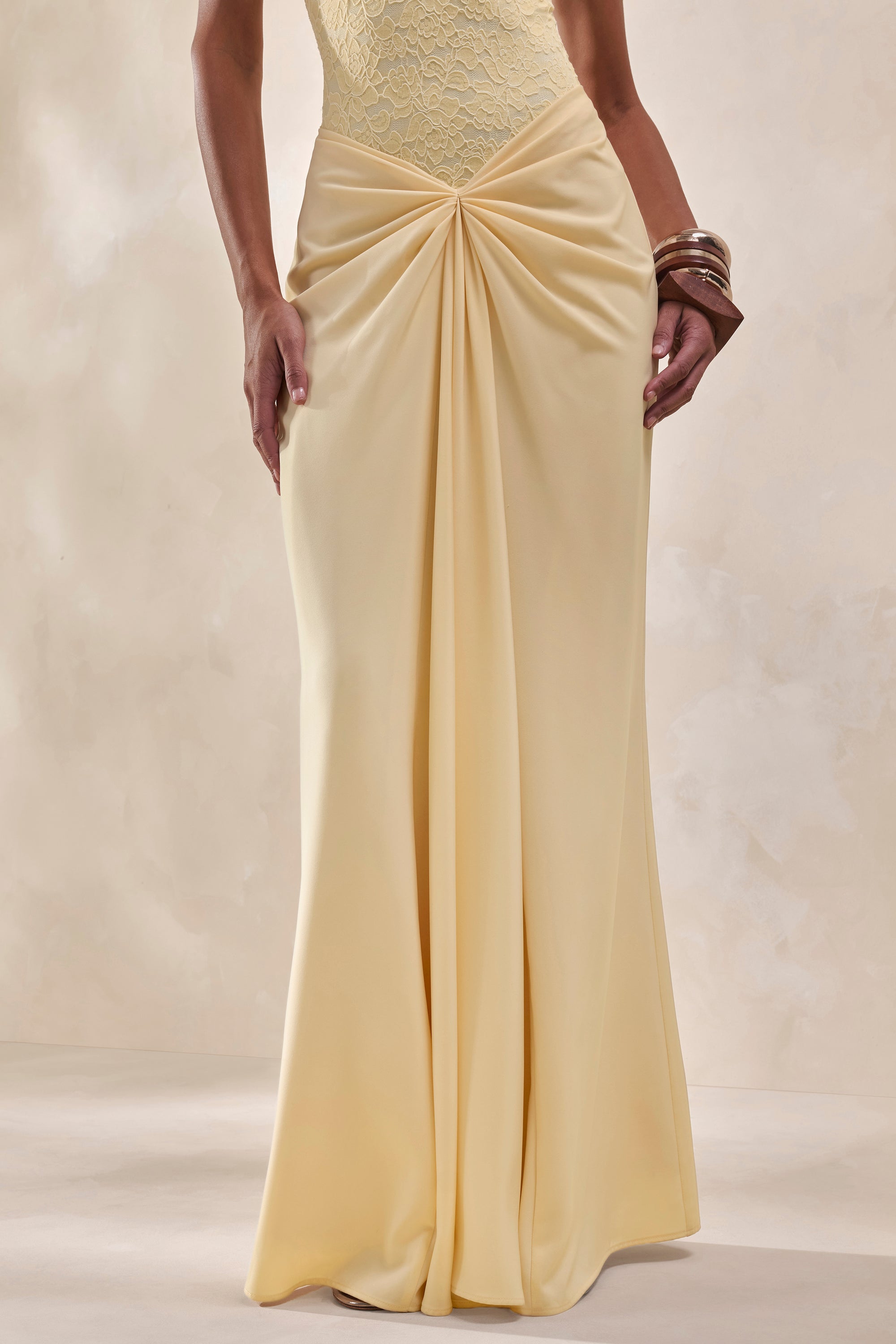 ECM_HR_CL137964121 - Setaria _ Lemon Satin Maxi-Skirt With Gathered-Detailing And Sash + CL137962121 - Serale _ Lemon Lace Halter-Neck Bodysuit5.jpg