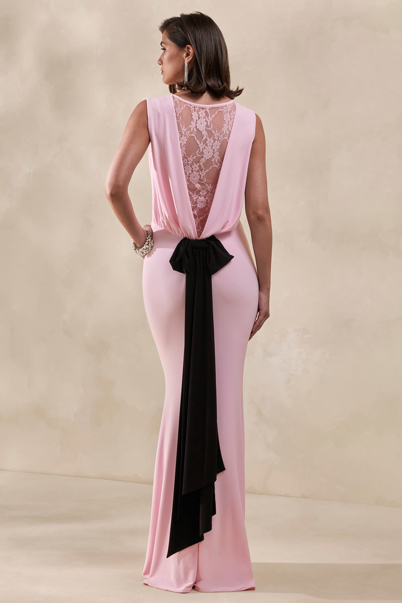 CL138002084 - Elladine _ Pink Round-Neck Maxi Dress With Lace-Back And Bow-Detail4.jpg