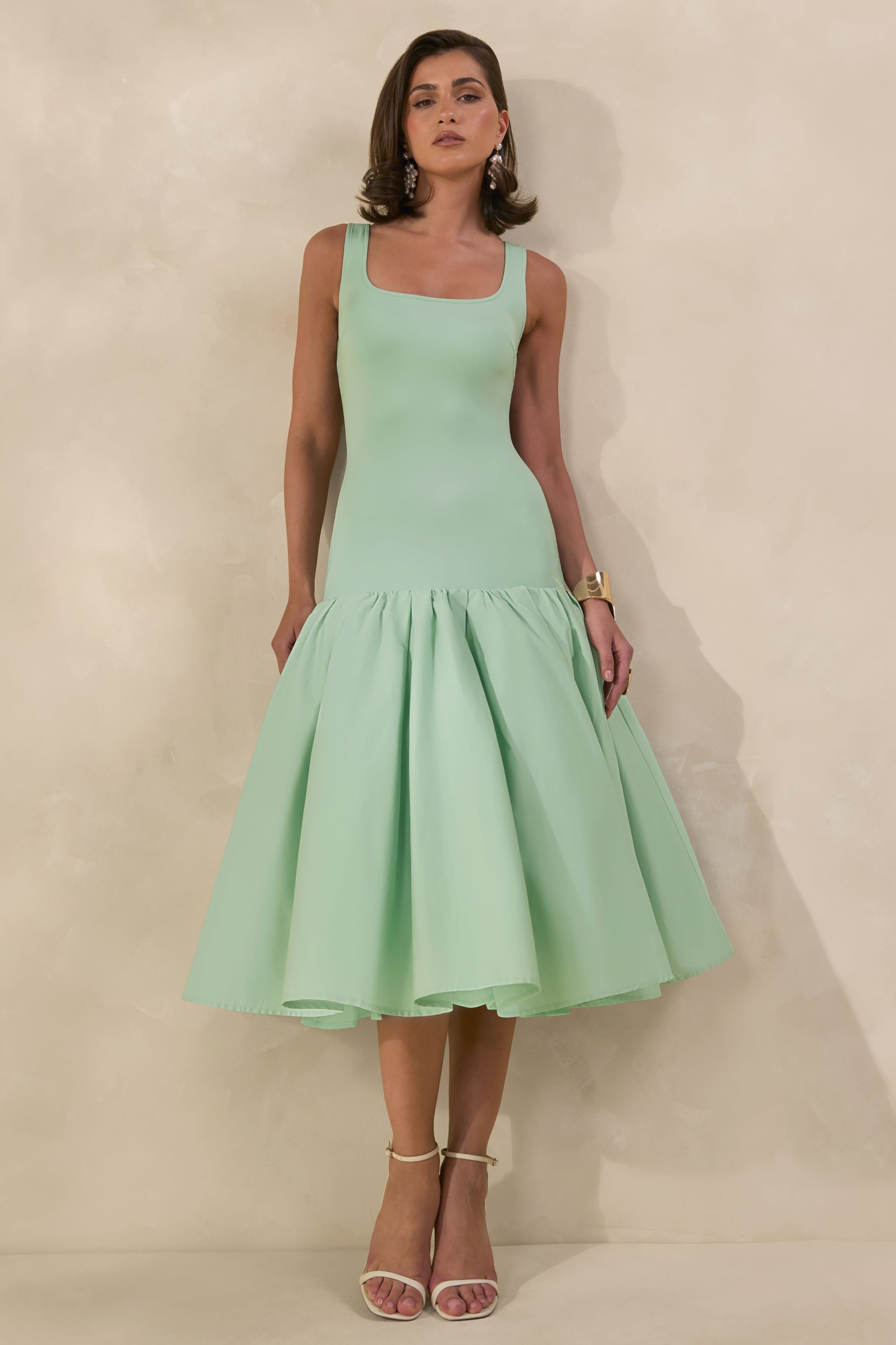 CL13810403206_ECM_HR_CL138104032---Nanette-Mint-Square-Neck-Midi-Dress-With-Voluminous-Skirt5