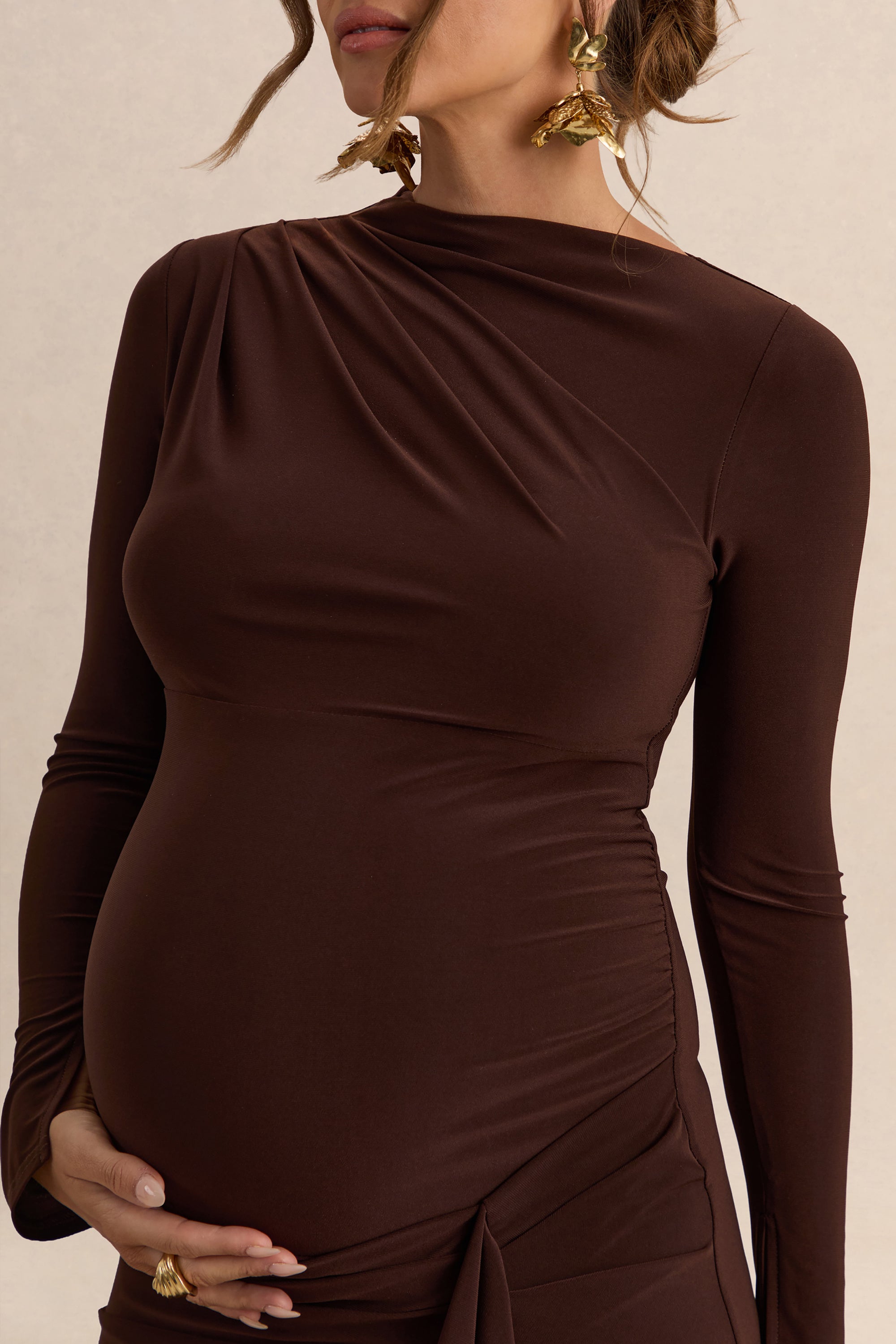 ECM_HR_CL138114022---Kamira--Dark-Brown-Round-Neck-Maternity-Maxi-Dress-With-Gathered-Detailing-3.jpg