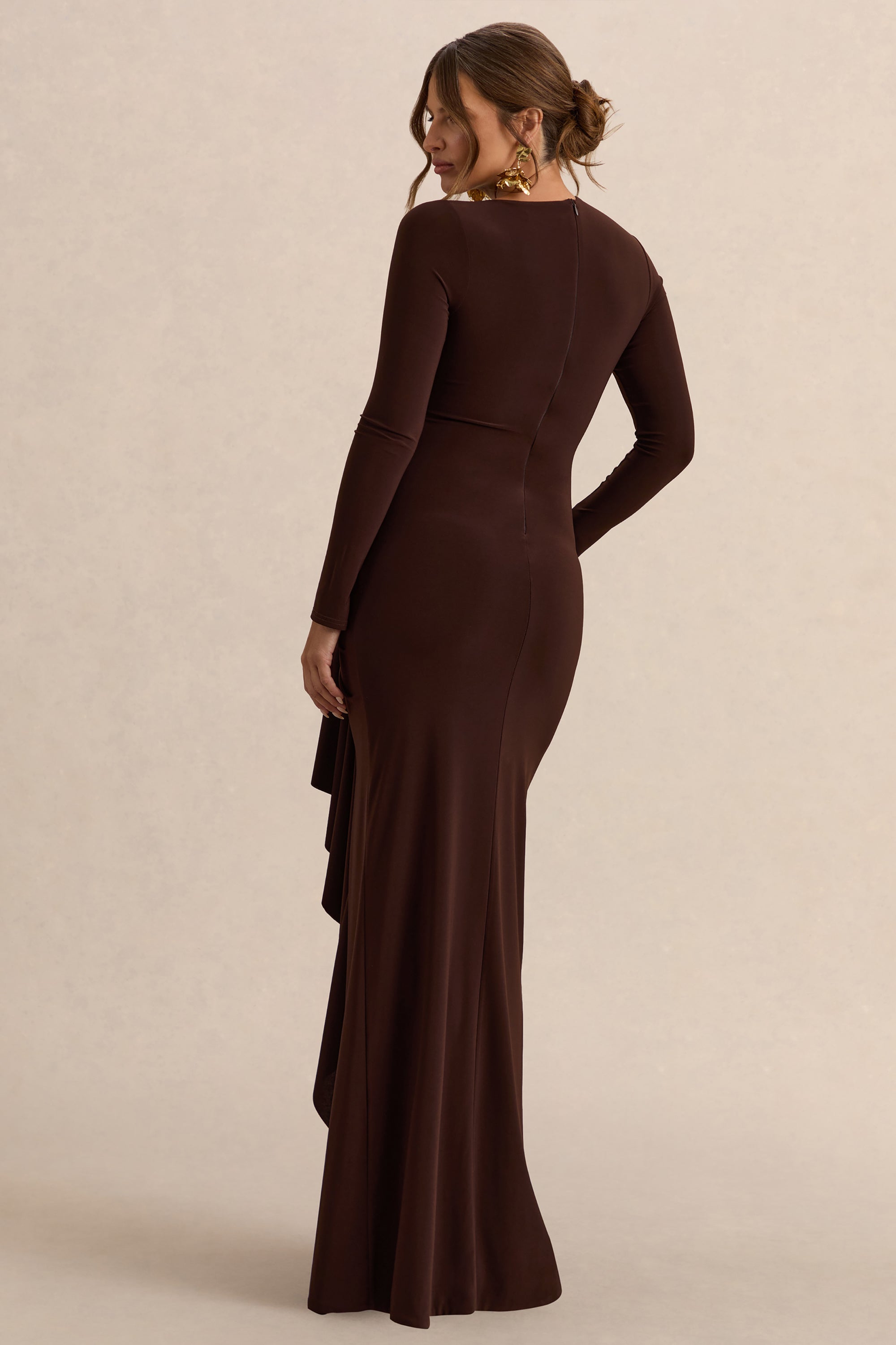 ECM_HR_CL138114022---Kamira--Dark-Brown-Round-Neck-Maternity-Maxi-Dress-With-Gathered-Detailing-4.jpg