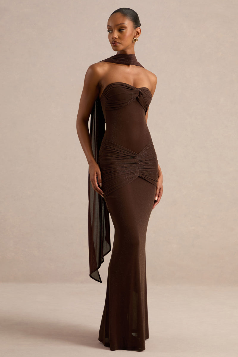 ECM_HR_CL138119021 - Ursa _ Brown Sheer Bandeau-Neck Maxi Dress With Scarf Detail And Gathered Detailing3.jpg