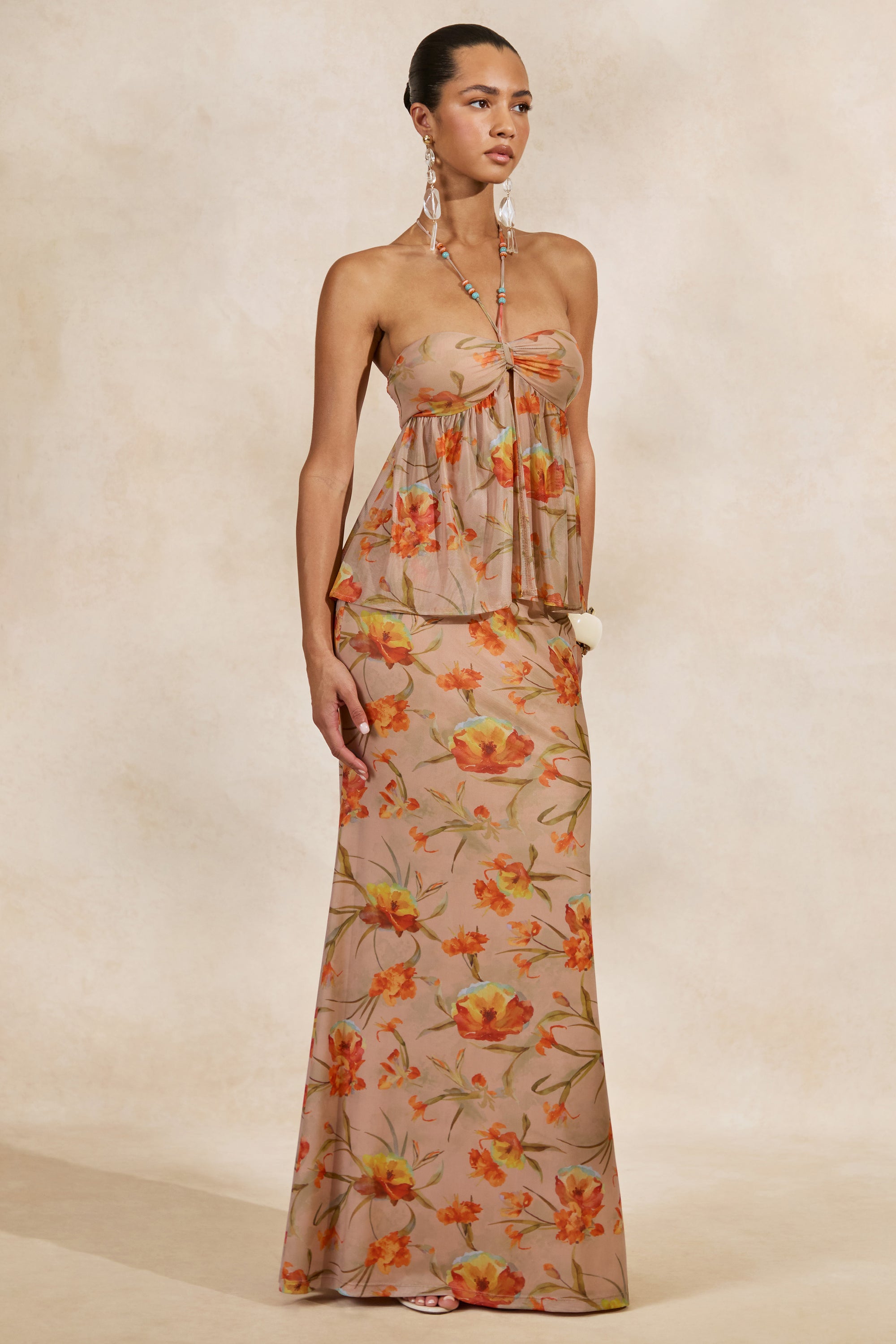 CL138222070 - Flaviah _ Orange Floral Print Mesh Maxi Skirt 1.jpg