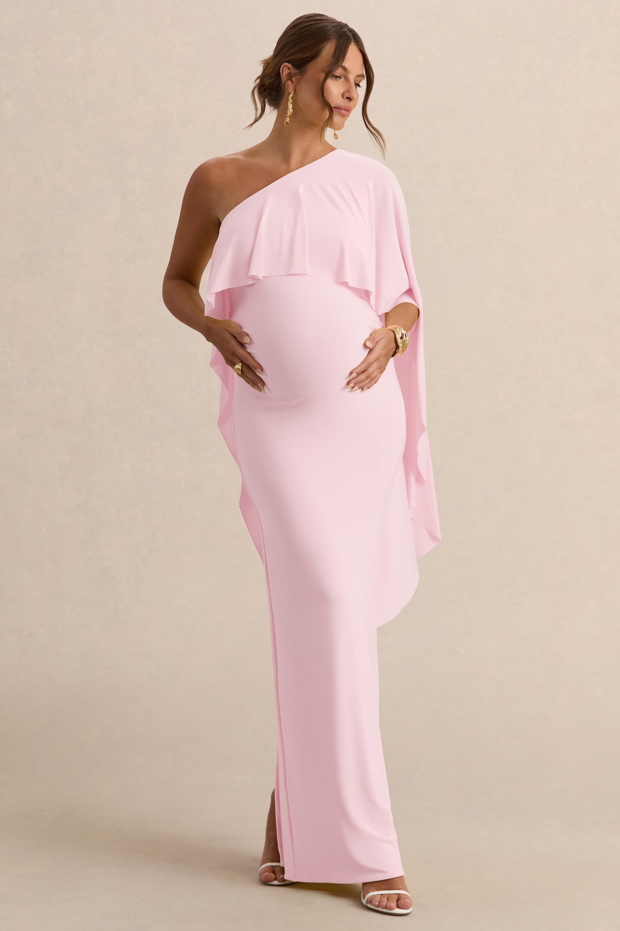 ECM_HR_CL138233081 - Cicely _ Light Pink Asymmetric-Neck Maternity Maxi Dress With Cape Sleeve 0.jpg
