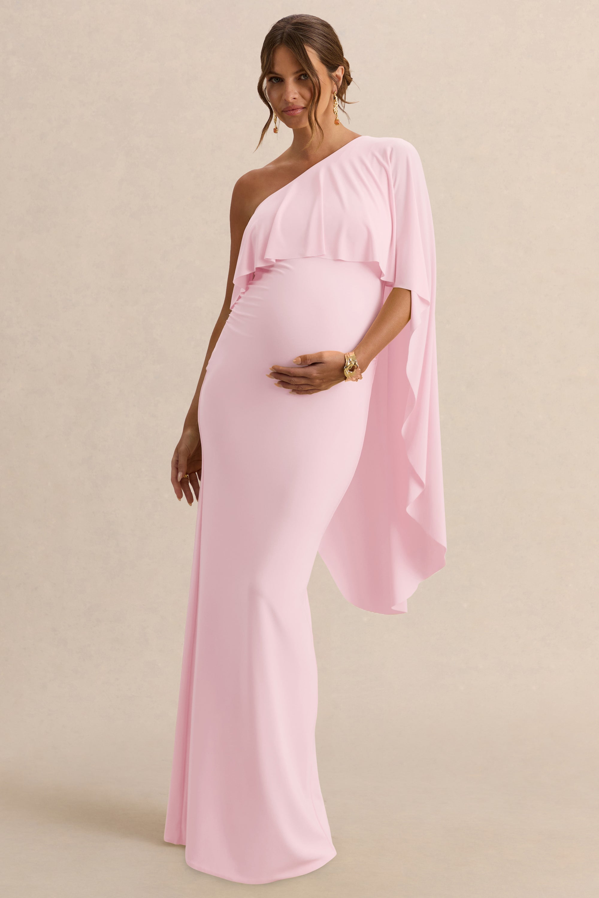 ECM_HR_CL138233081 - Cicely _ Light Pink Asymmetric-Neck Maternity Maxi Dress With Cape Sleeve 1.jpg