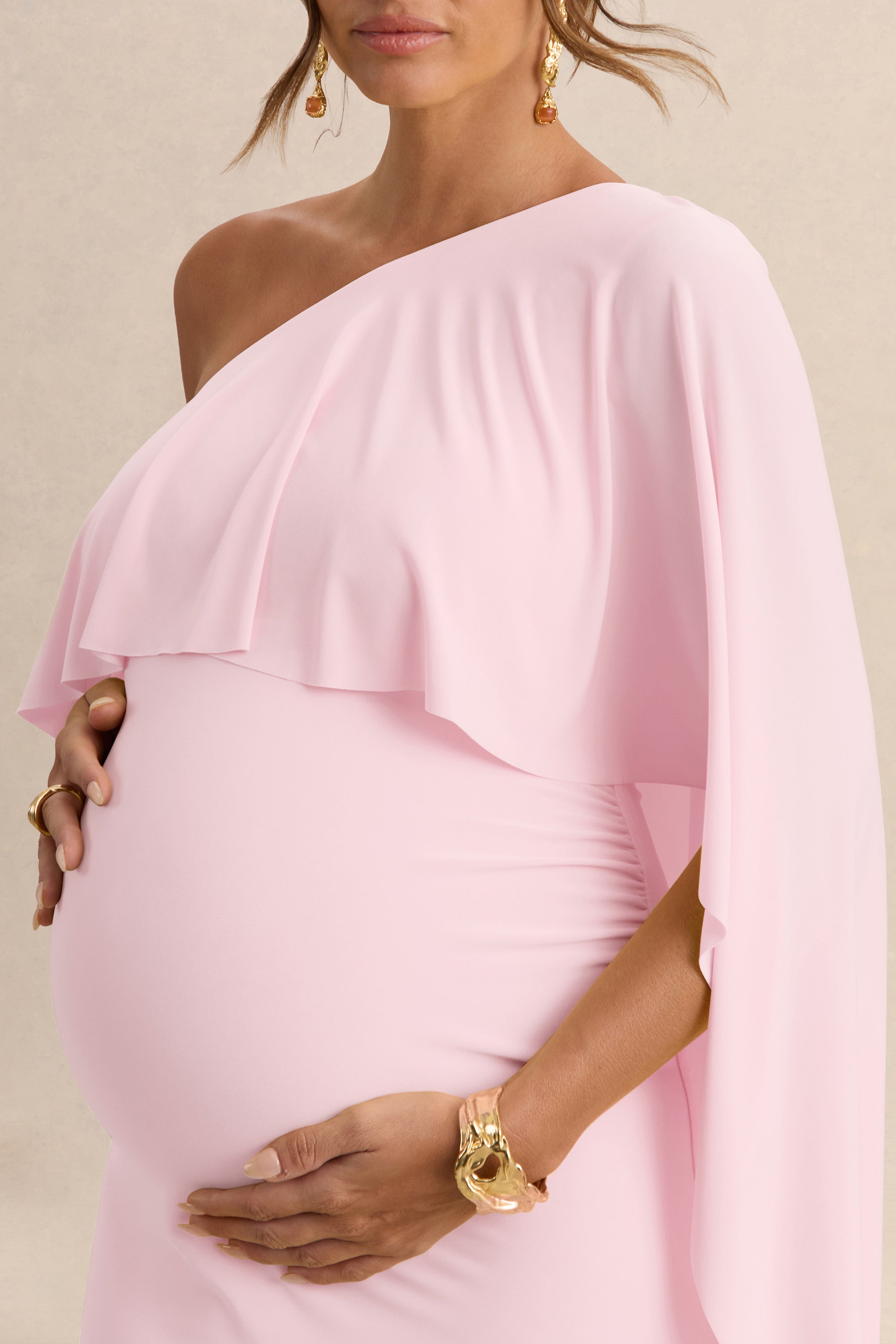 ECM_HR_CL138233081 - Cicely _ Light Pink Asymmetric-Neck Maternity Maxi Dress With Cape Sleeve 3.jpg