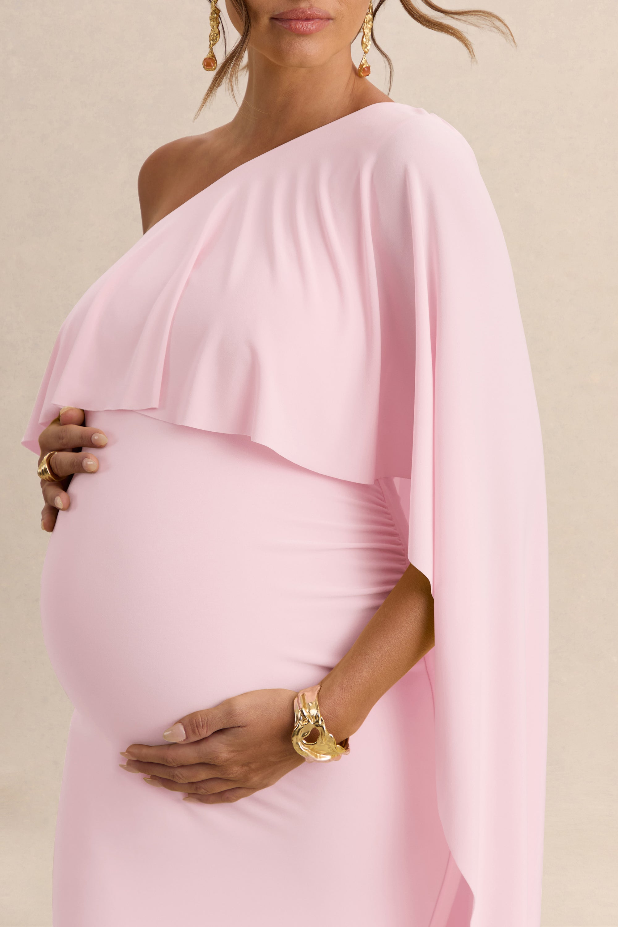 ECM_HR_CL138233081 - Cicely _ Light Pink Asymmetric-Neck Maternity Maxi Dress With Cape Sleeve 4.jpg