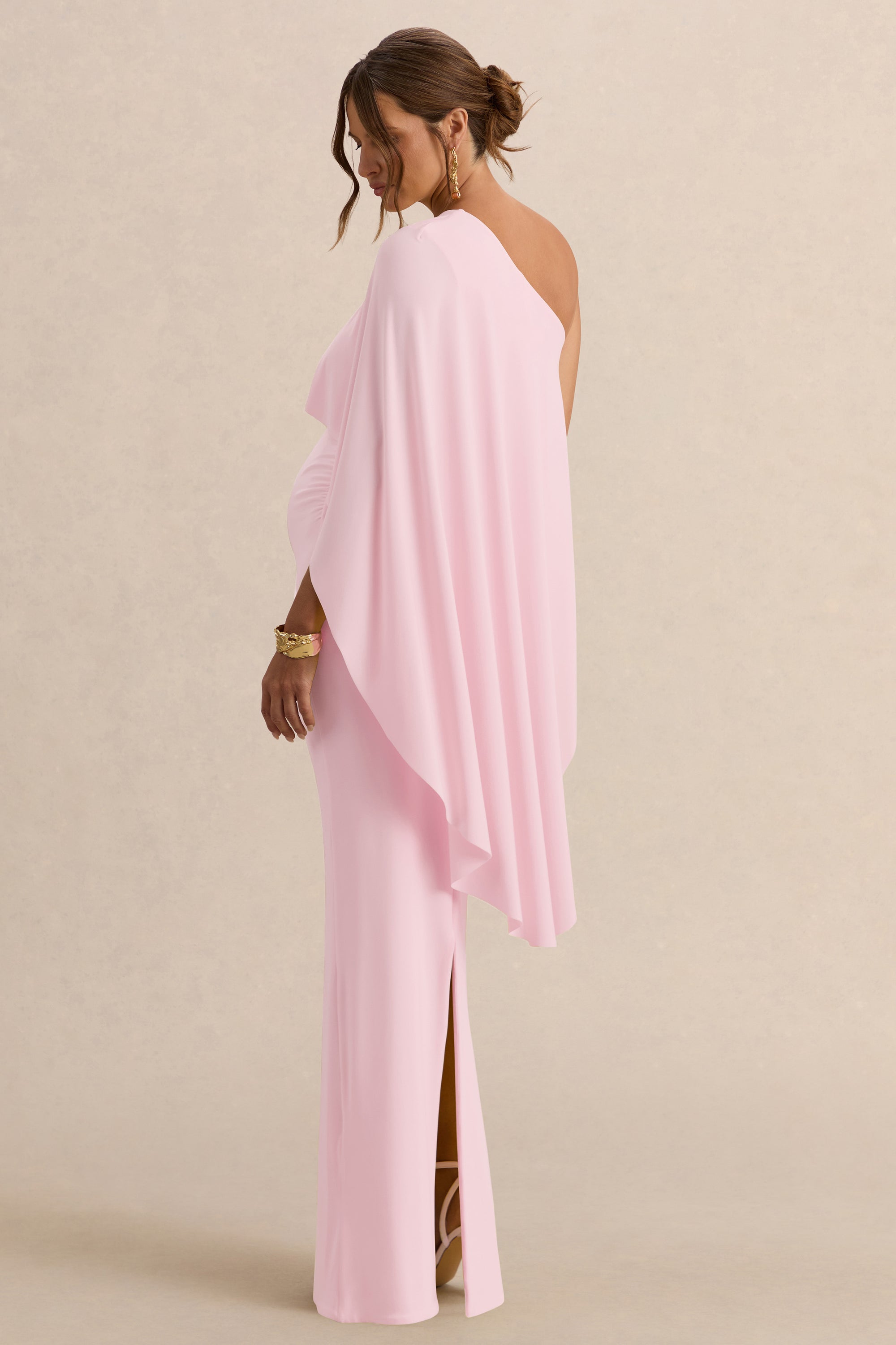 ECM_HR_CL138233081 - Cicely _ Light Pink Asymmetric-Neck Maternity Maxi Dress With Cape Sleeve 5.jpg
