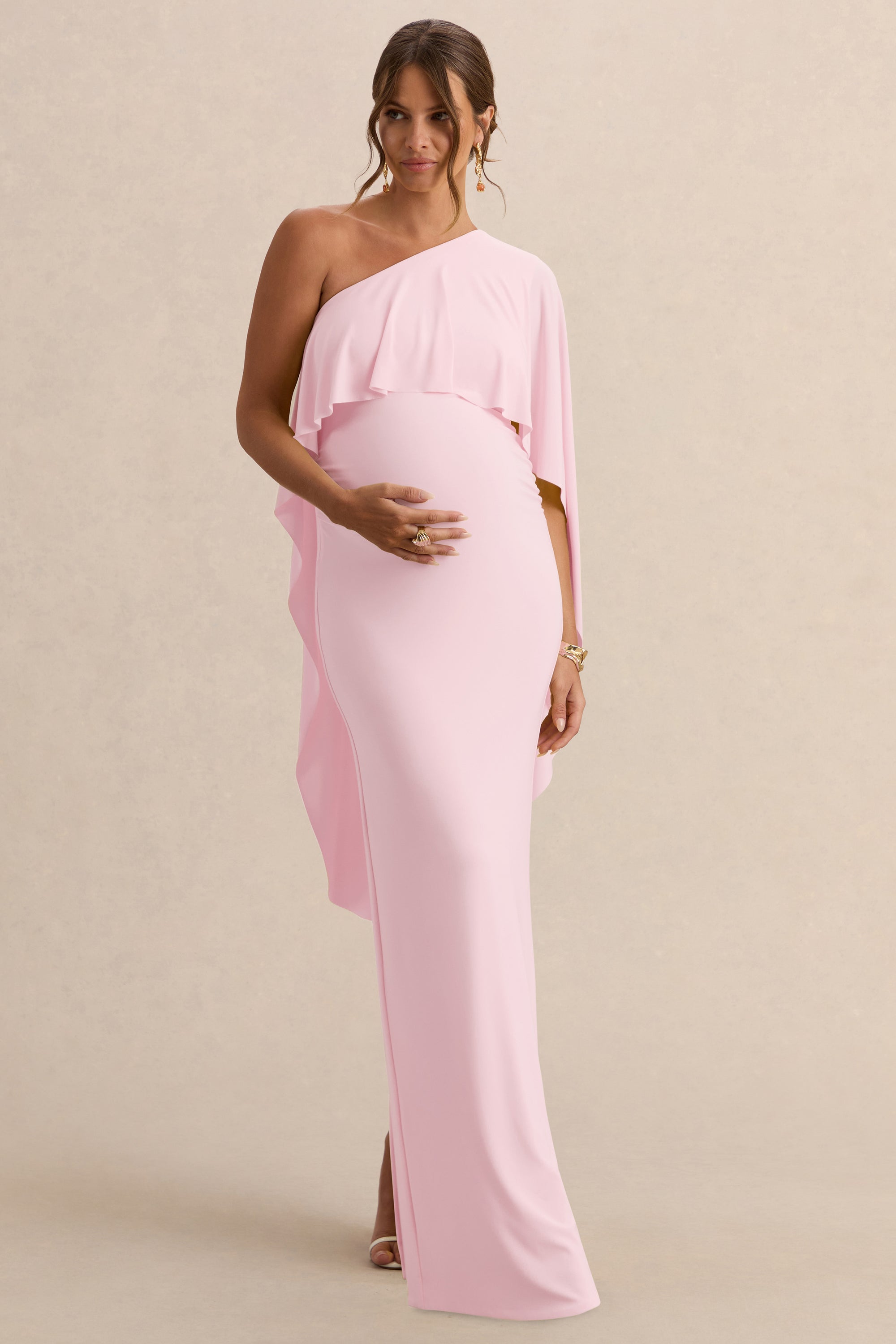 ECM_HR_CL138233081 - Cicely _ Light Pink Asymmetric-Neck Maternity Maxi Dress With Cape Sleeve 6.jpg