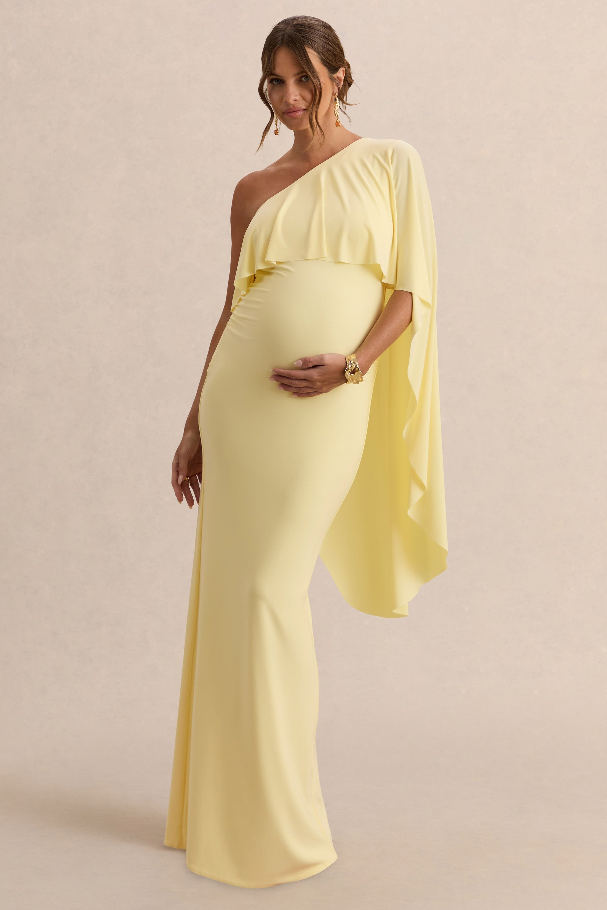 ECM_HR_CL138233121  - Cicely Lemon Asymmetric-Neck MAternity Maxi Dress With Cape Sleeve 1.jpg