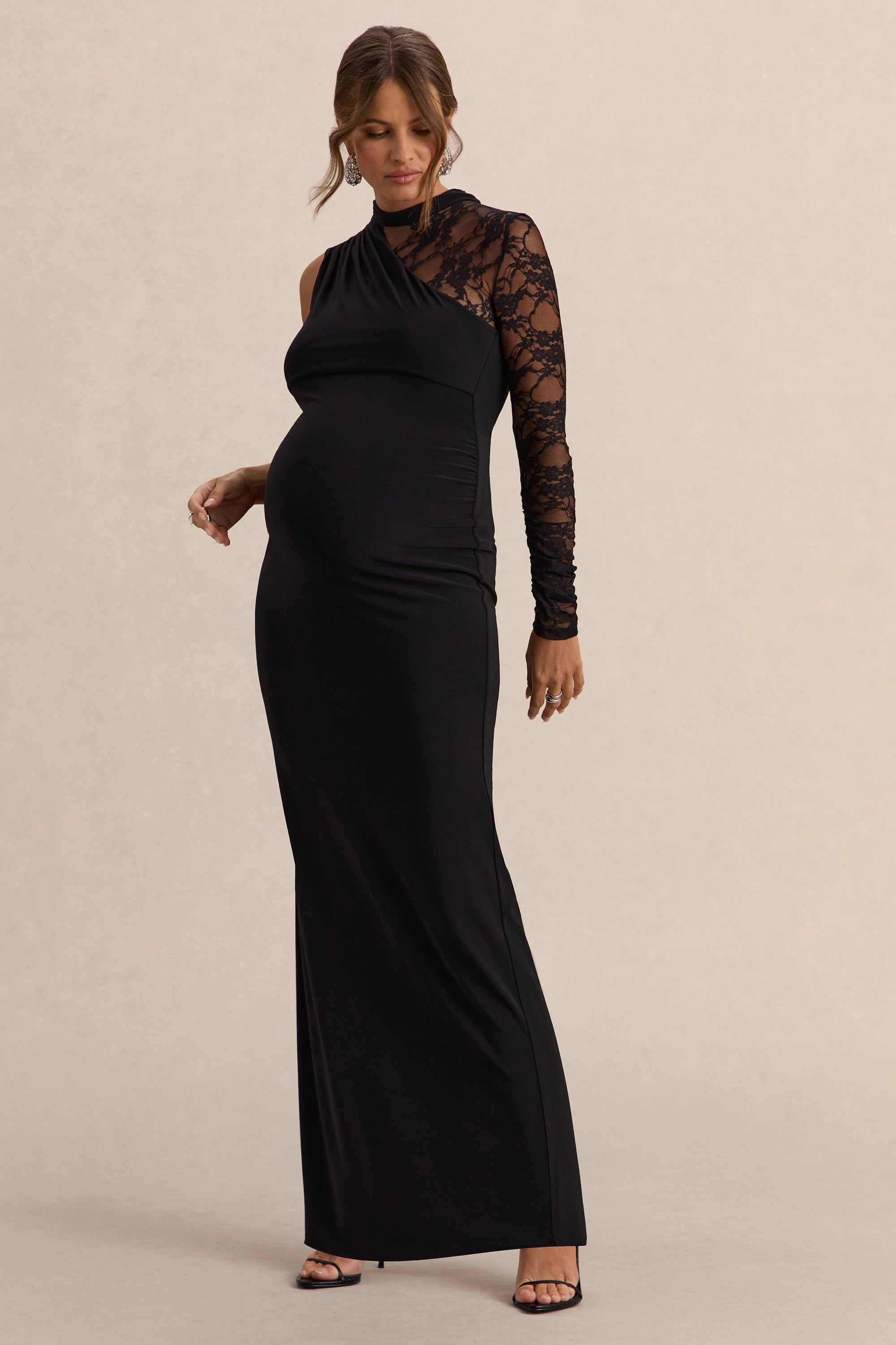 ECM_HR_CL138250001  - Hartley - Black High-Neck Maternity Maxi Dress With Lace Detailing 1.jpg