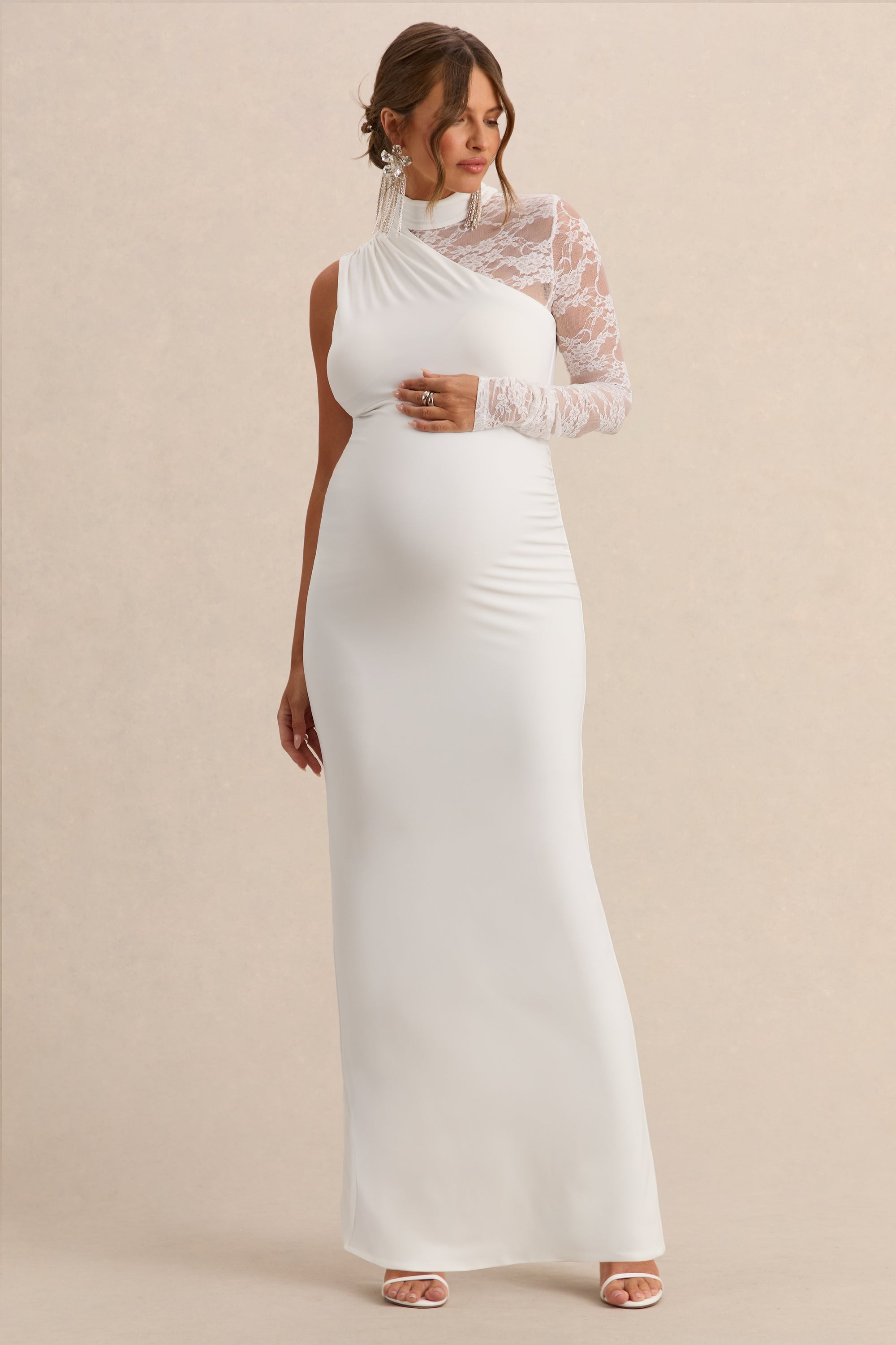 ECM_HR_CL138250110  - Hartley - White High-Neck Maternity Maxi Dress With Lace Detailing 1.jpg