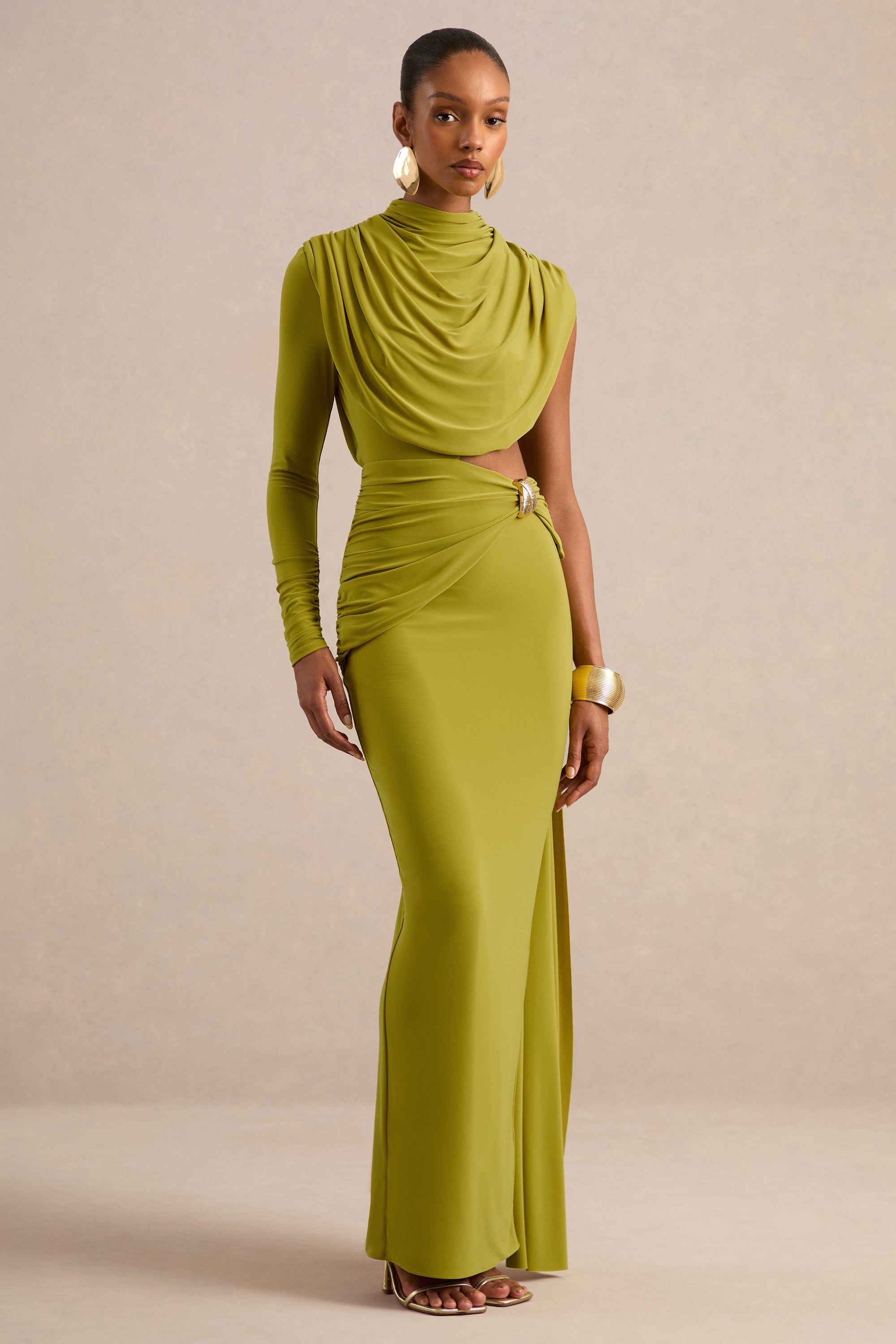 ECM_HR_CL138265031 - Esmaria _ Olive High-Neck Maxi Dress With Gold Detail And Sash3.jpg