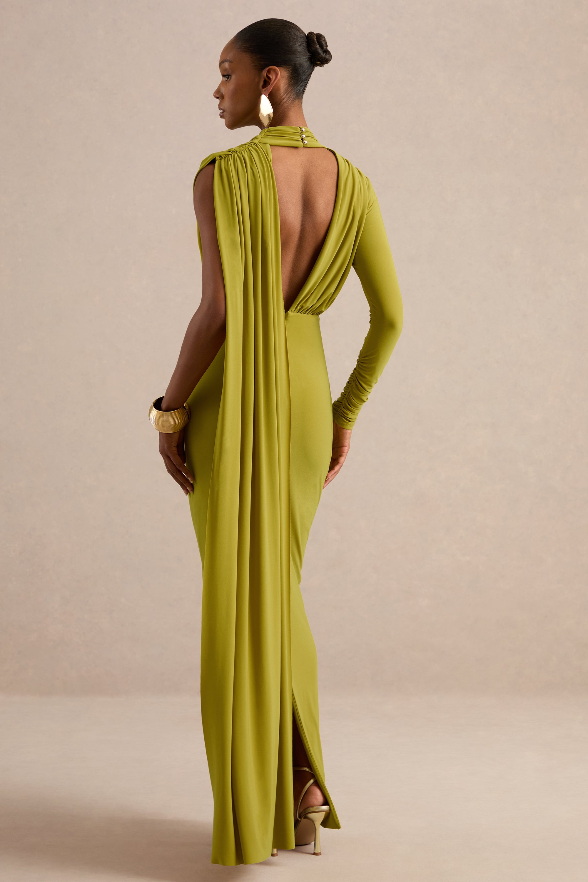 ECM_HR_CL138265031 - Esmaria _ Olive High-Neck Maxi Dress With Gold Detail And Sash7.jpg