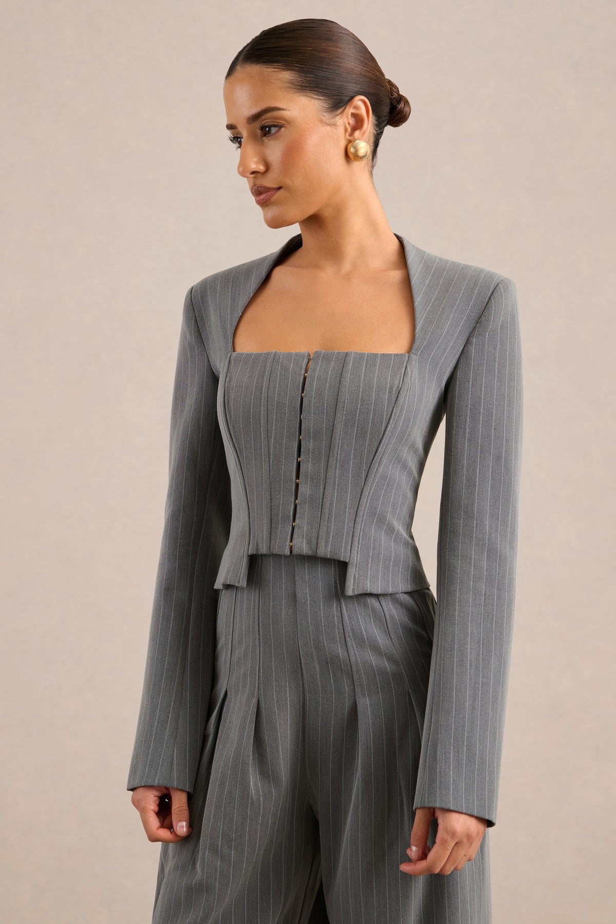 CL138277042 - Genara - Grey Pinstripe Square Neck Long Sleeve Tailored Top5.jpg