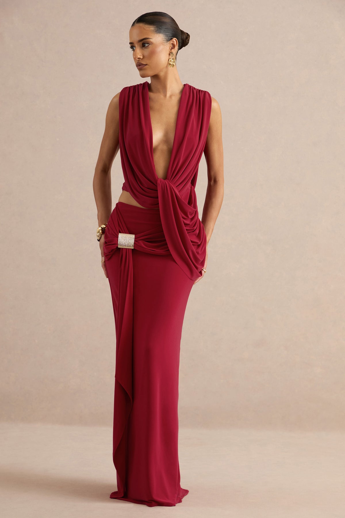 ECM_HR_Lilias Red Maxi Skirt With Draped Detailing And Gold Detail CL138401100 CL138400100 co ord   16.jpg