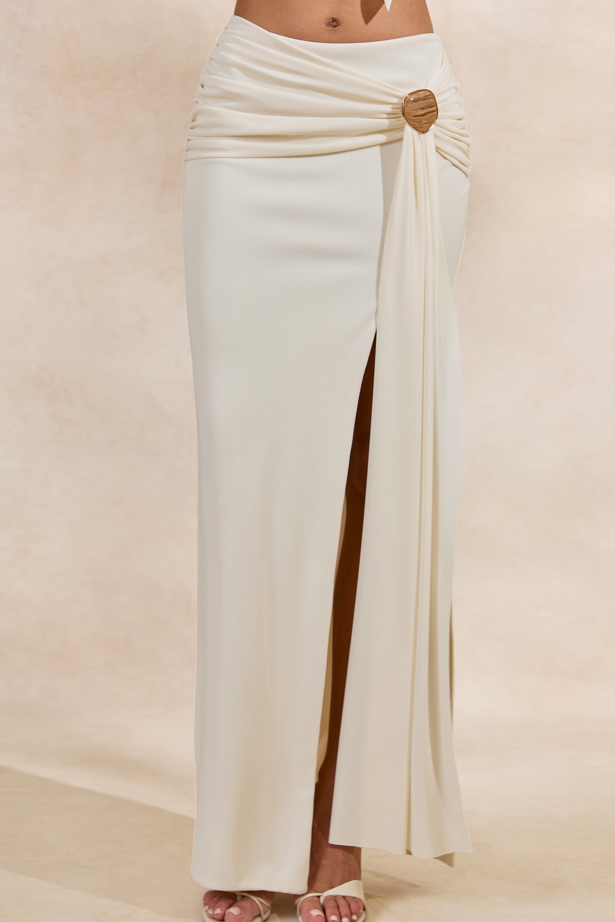 CL138405111 - Liviana _ Cream Maxi Skirt With Gathered Detailing And Gold Detail 4.jpg