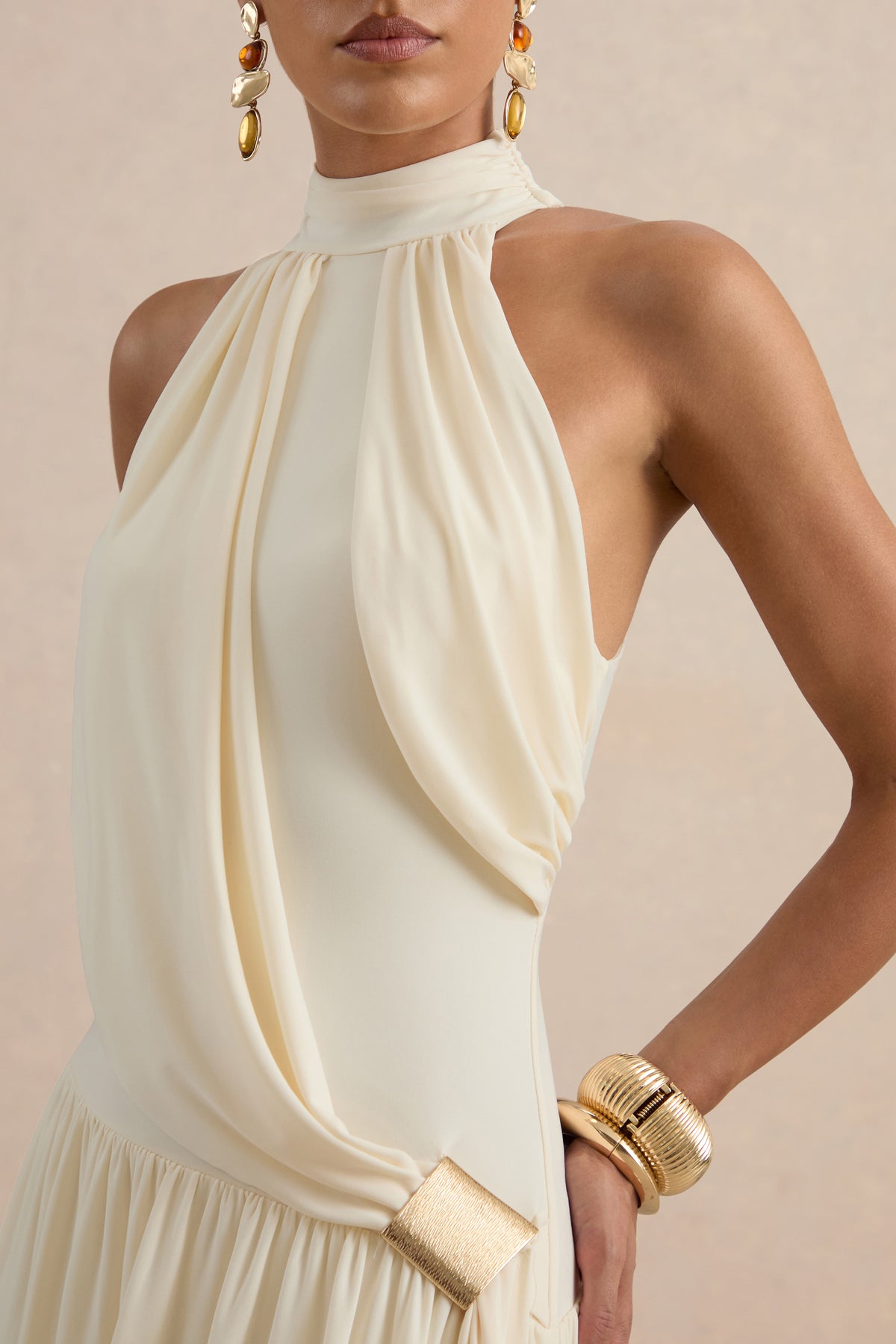 ECM_HR_CL138427111 - Sibel | Cream High-Neck Maxi Dress With Draped Detailing And Gold Detail 4.jpg