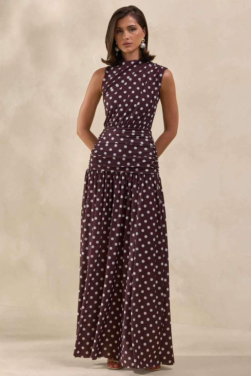 ECM_HR_CL138444021---Kelis-Brown-Polka-Dot-High-Neck-Maxi-Dress-With-Draped-Detailing0.jpg