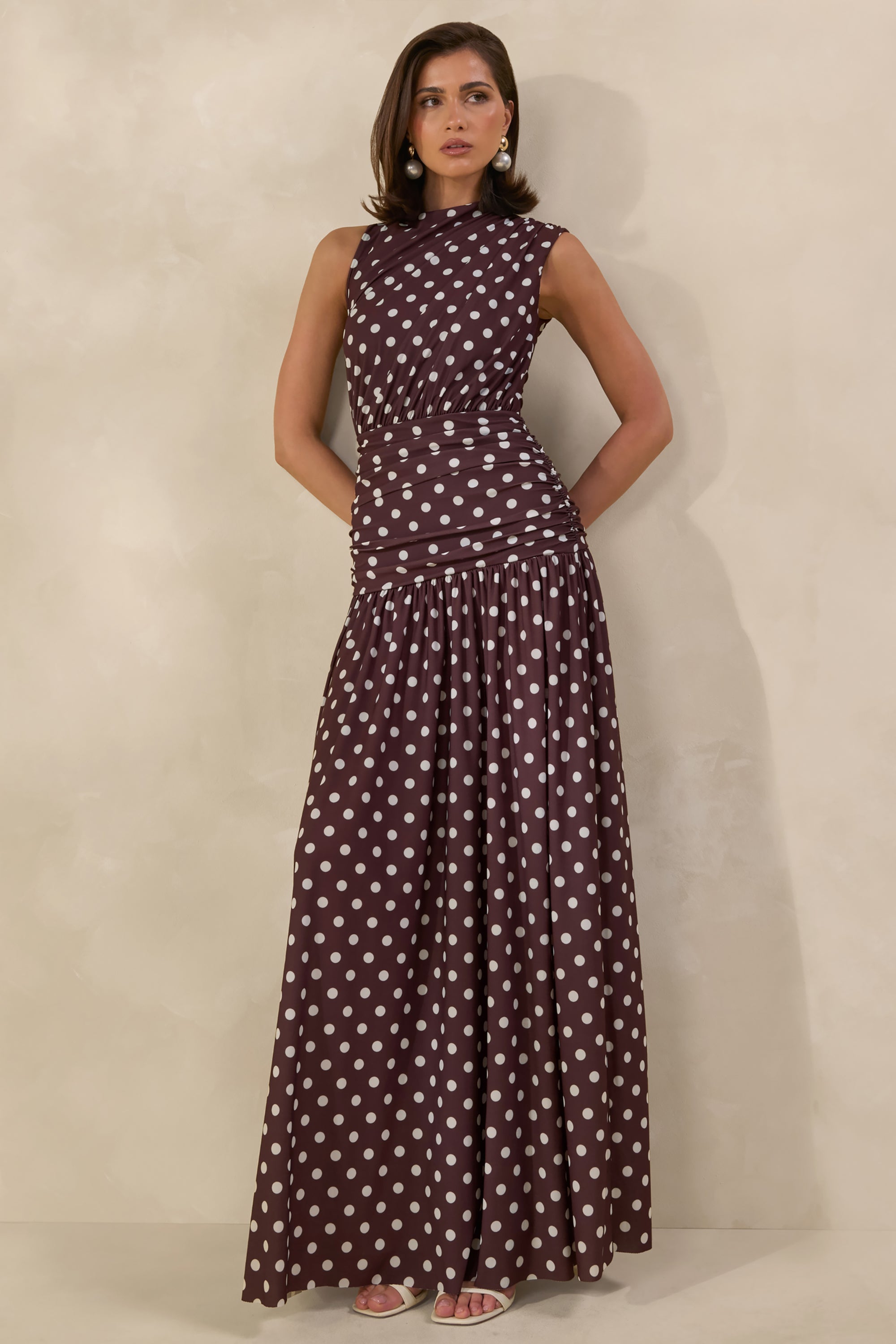 ECM_HR_CL138444021---Kelis-Brown-Polka-Dot-High-Neck-Maxi-Dress-With-Draped-Detailing5.jpg