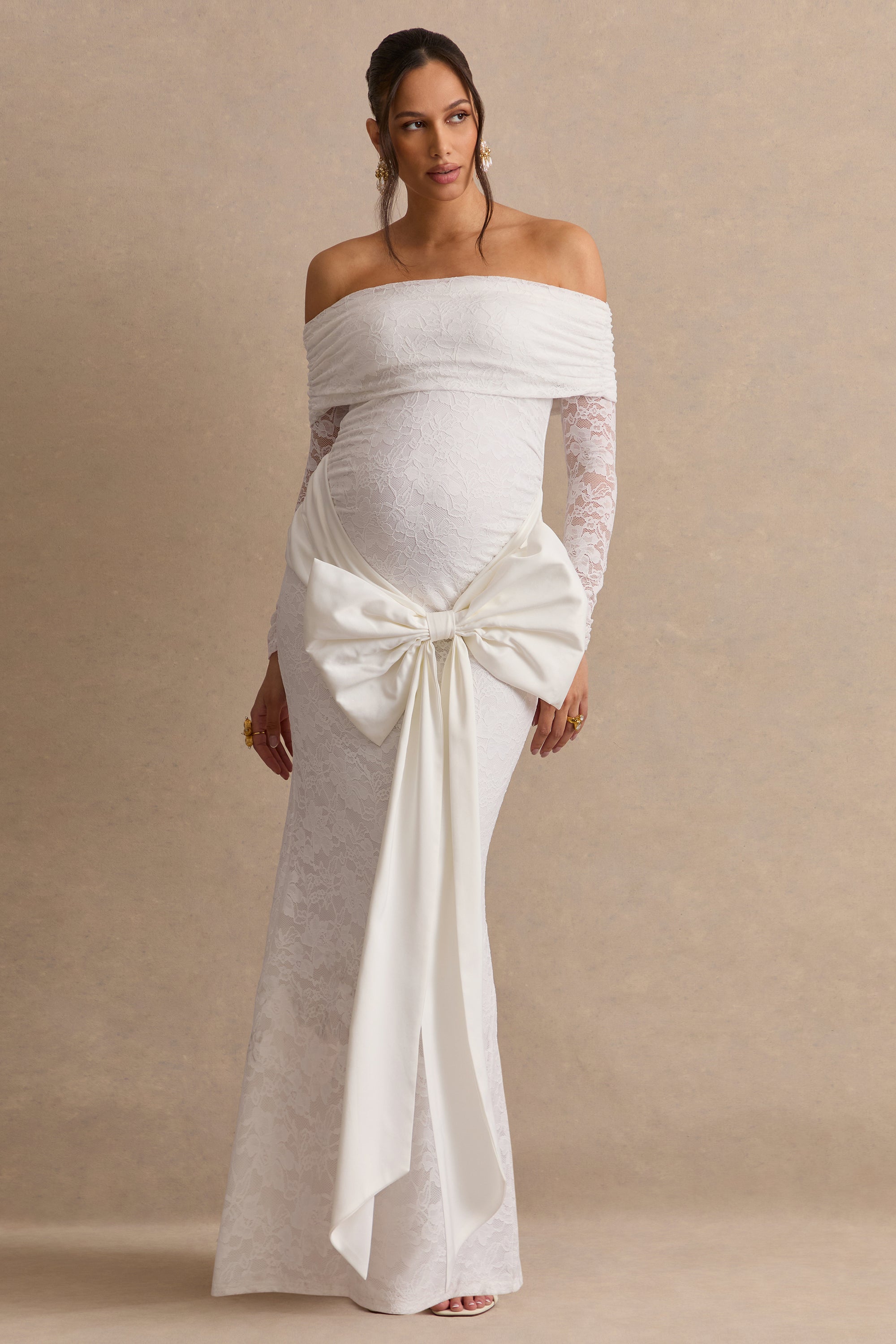 ECM_HR_CL138483110  - Solina White Lace Bardot-Neck Maternity Maxi Dress With Bow Detail1.jpg
