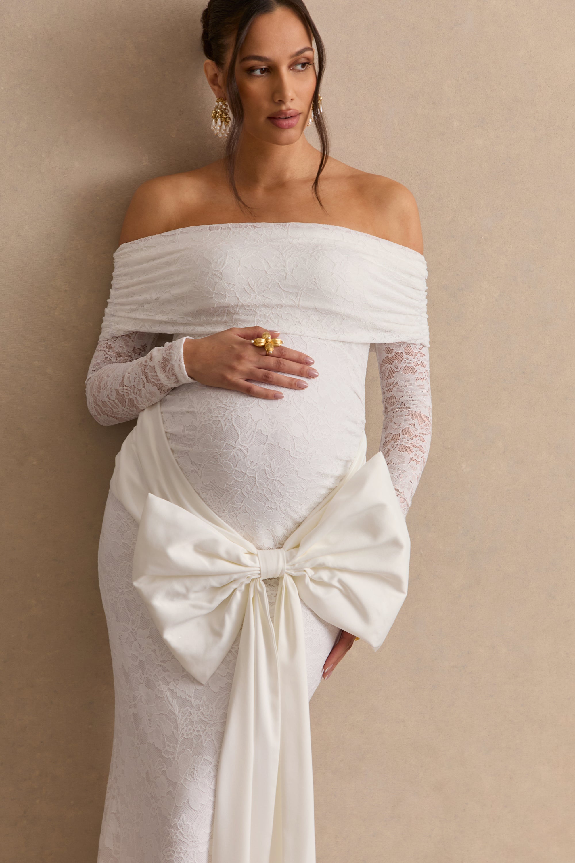 ECM_HR_CL138483110  - Solina White Lace Bardot-Neck Maternity Maxi Dress With Bow Detail2.jpg