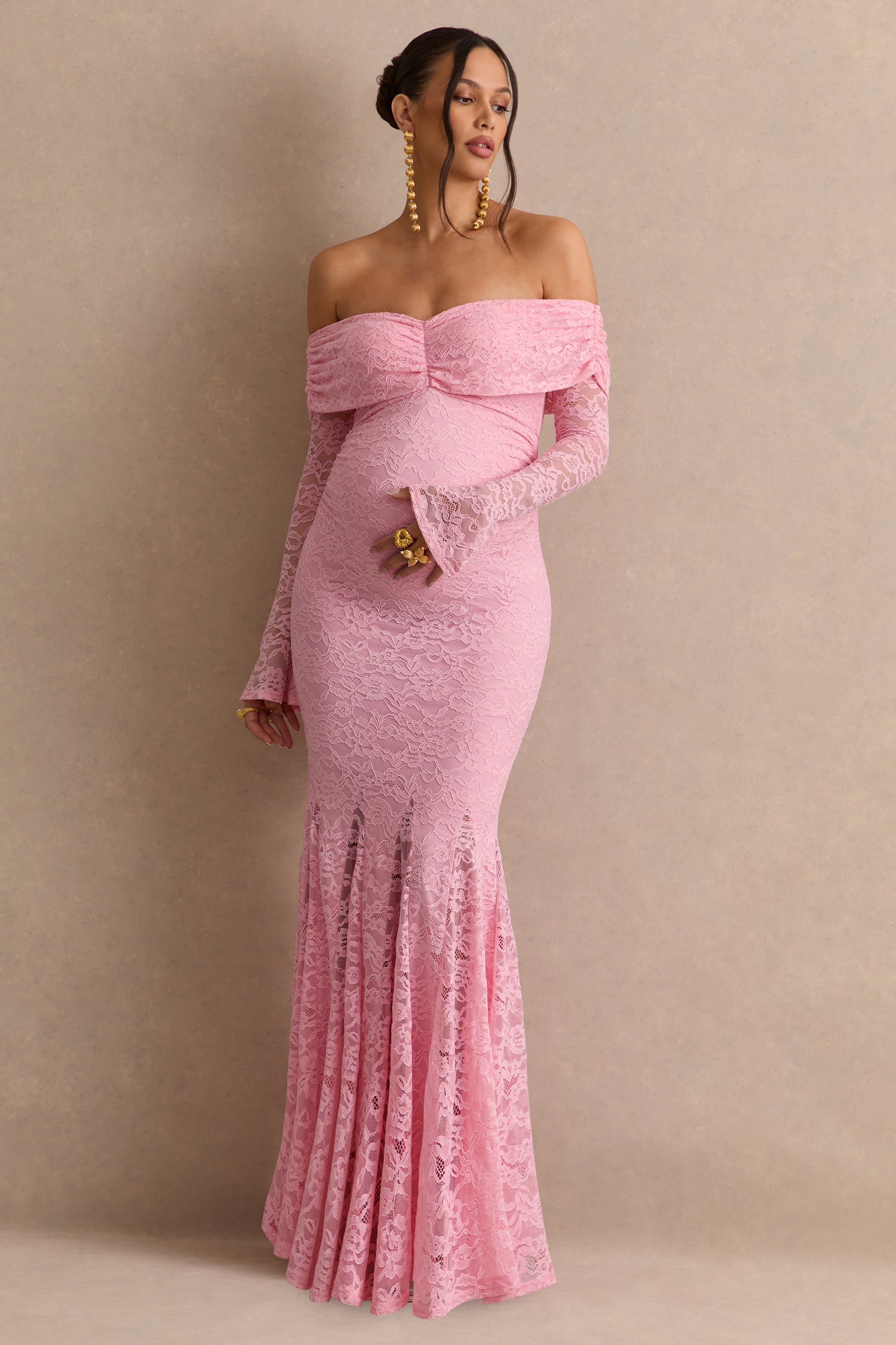 ECM_HR_CL138486081  - Valleria Light Pink Lace Bardot-Neck Maternity Maxi Dress2.jpg