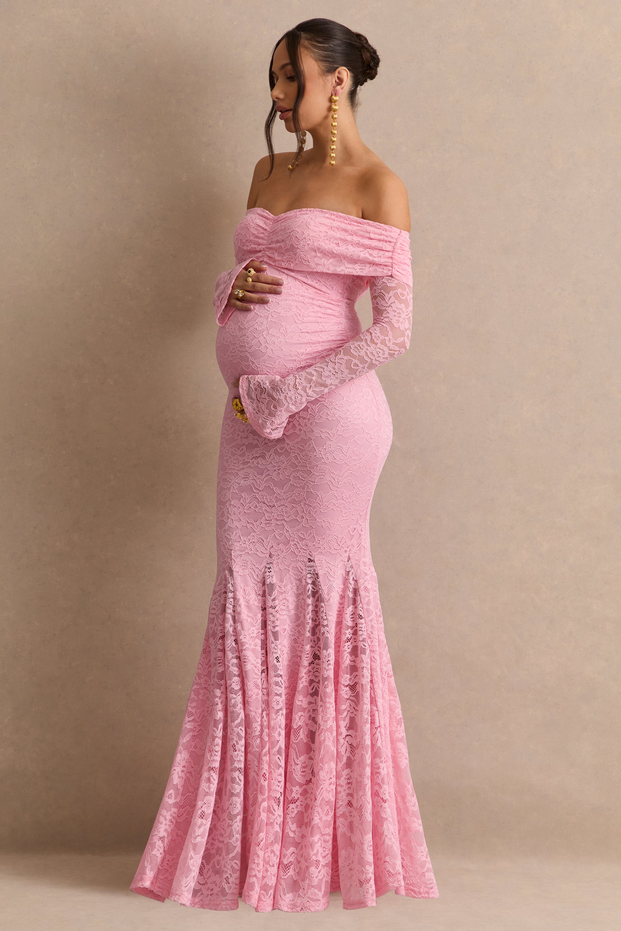 ECM_HR_CL138486081  - Valleria Light Pink Lace Bardot-Neck Maternity Maxi Dress4.jpg