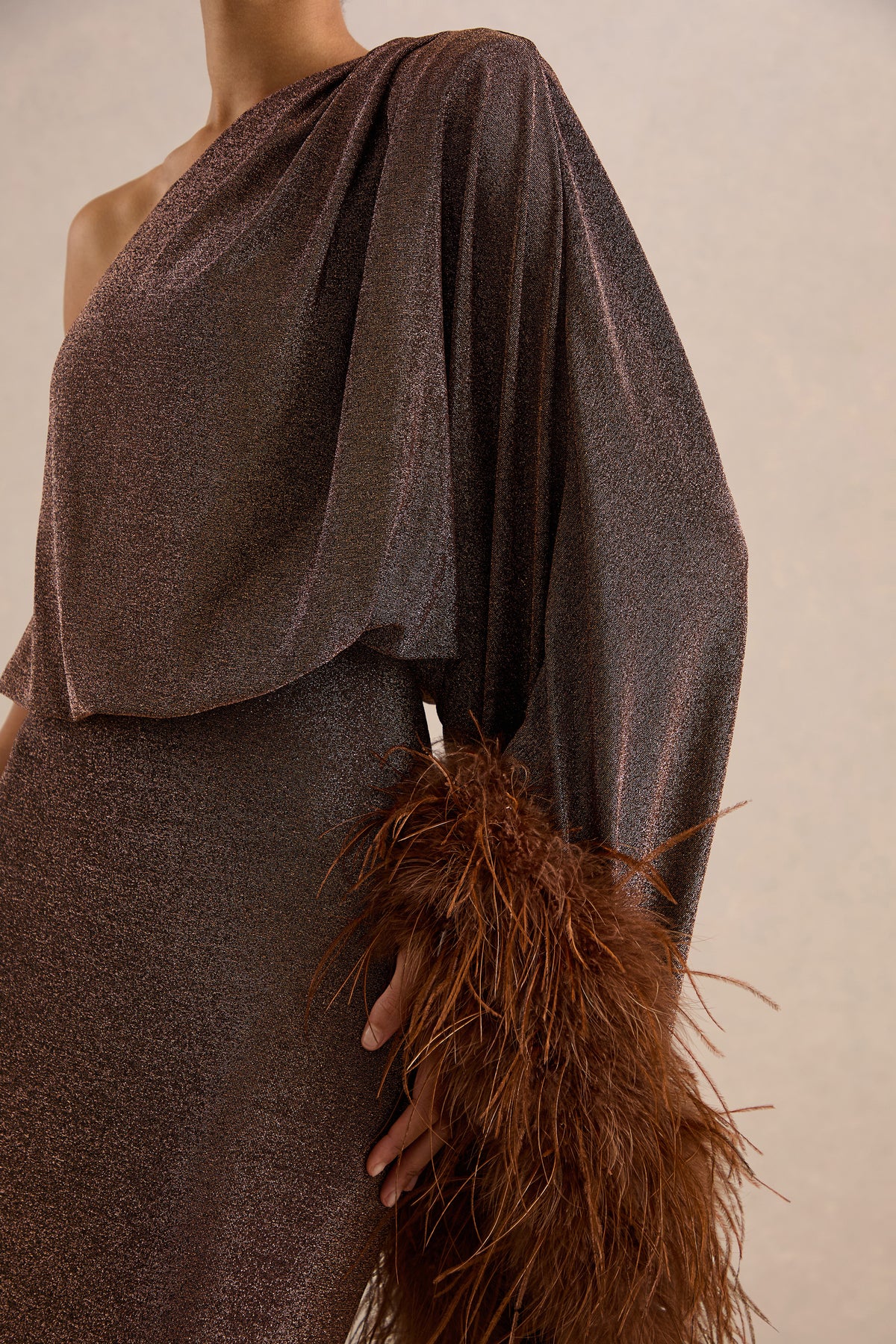 ECM_HR_CL138520021_Galena Brown Asymmetric-Neck Maxi Dress With Feather Trim Cuff 46.jpg