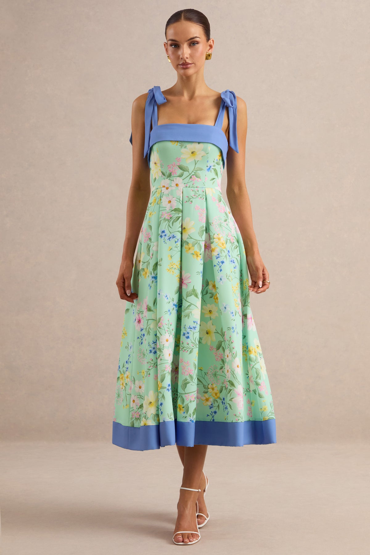 ECM_HR_CL138562032 - Marlisa | Mint Floral Print Square-Neck Midi Dress With Bow Straps 0.jpg