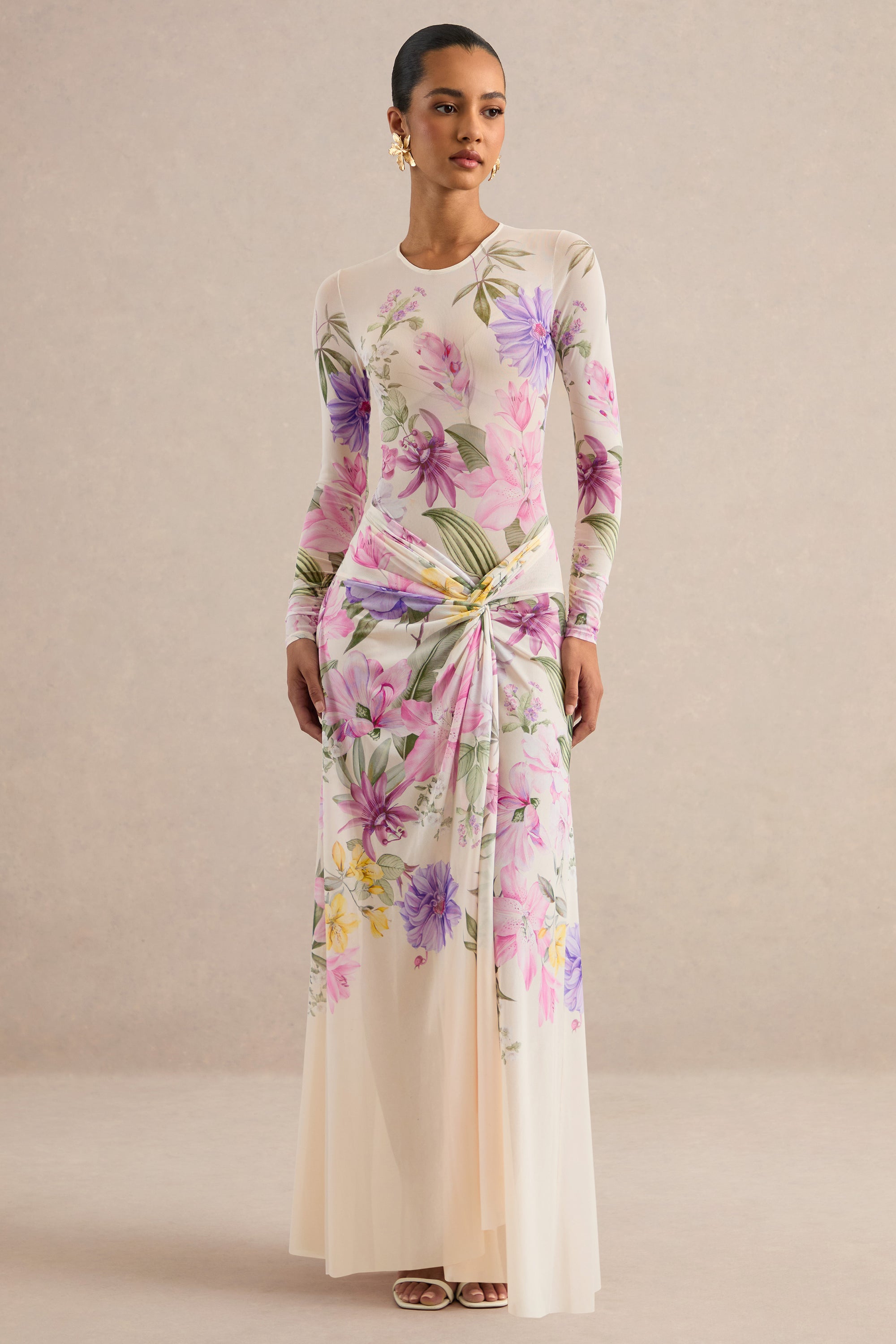 CL138605111 - Malva _ Cream Floral Print Mesh Round-Neck Bodysuit 0.jpg