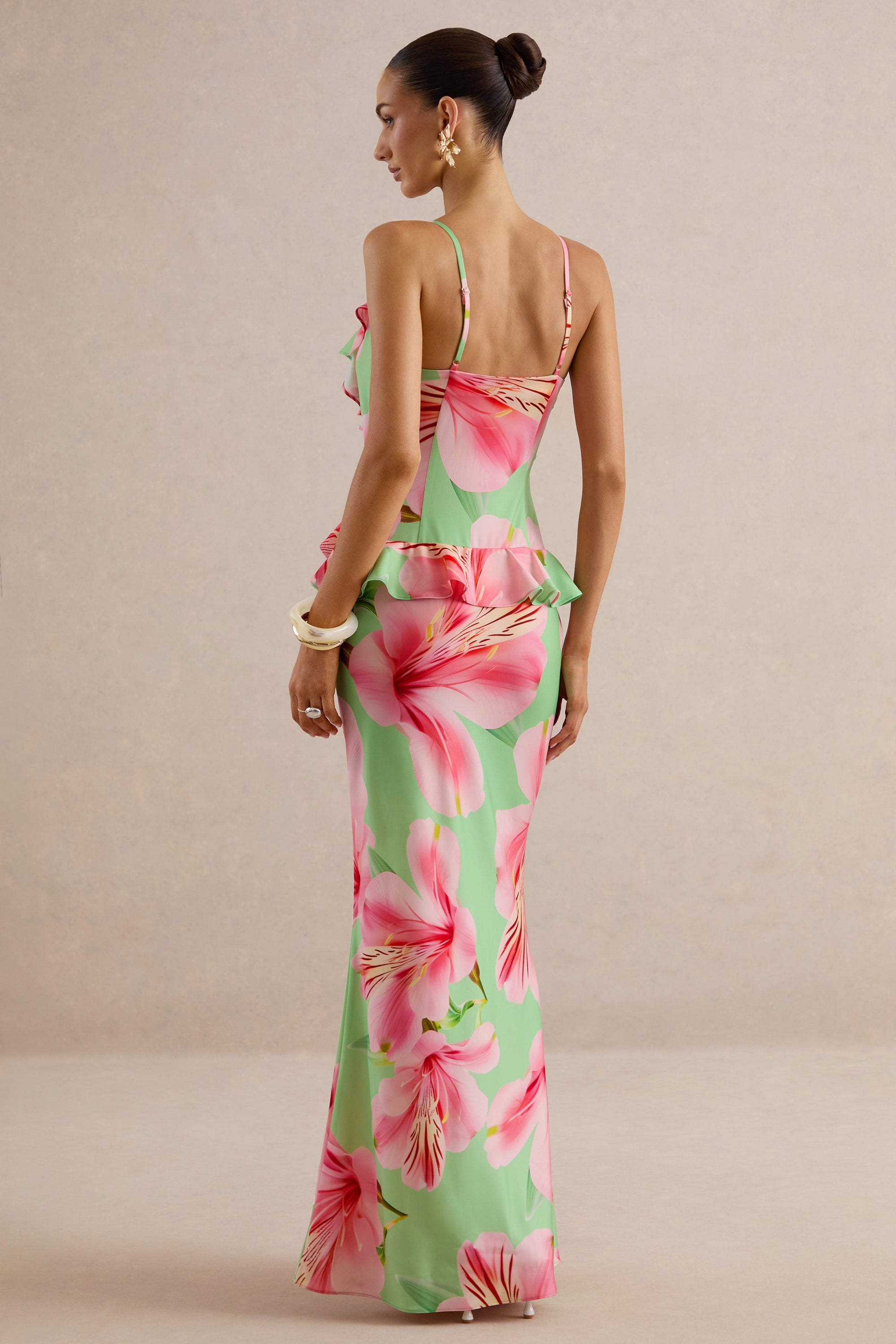 ECM_HR_Marlen Dark Green Floral Print Satin Plunge-Neck Maxi Dress With Ruffled Detailing CL138610038 50.jpg