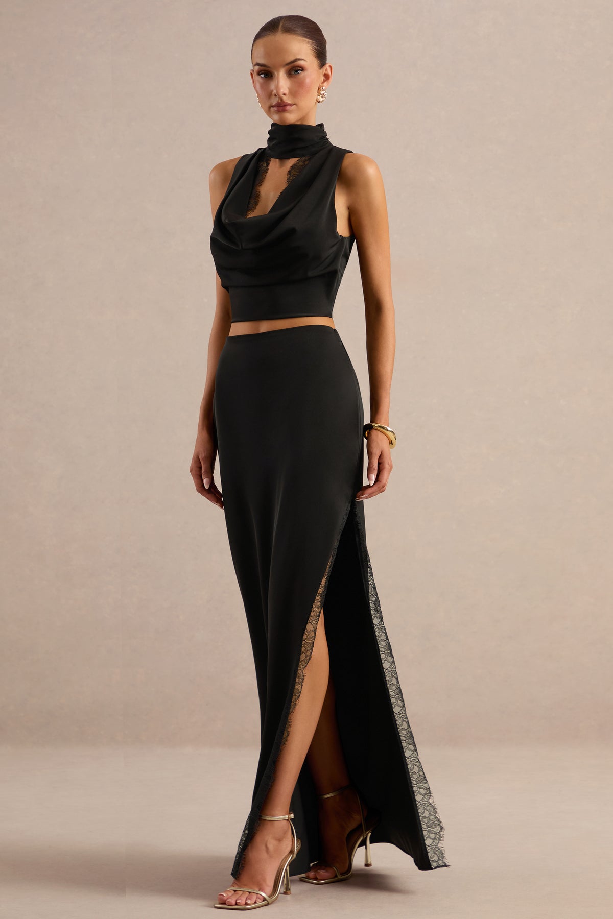 CL138623001 - Perline _ Black Satin Maxi Skirt With Lace Detailing And Split3.jpg