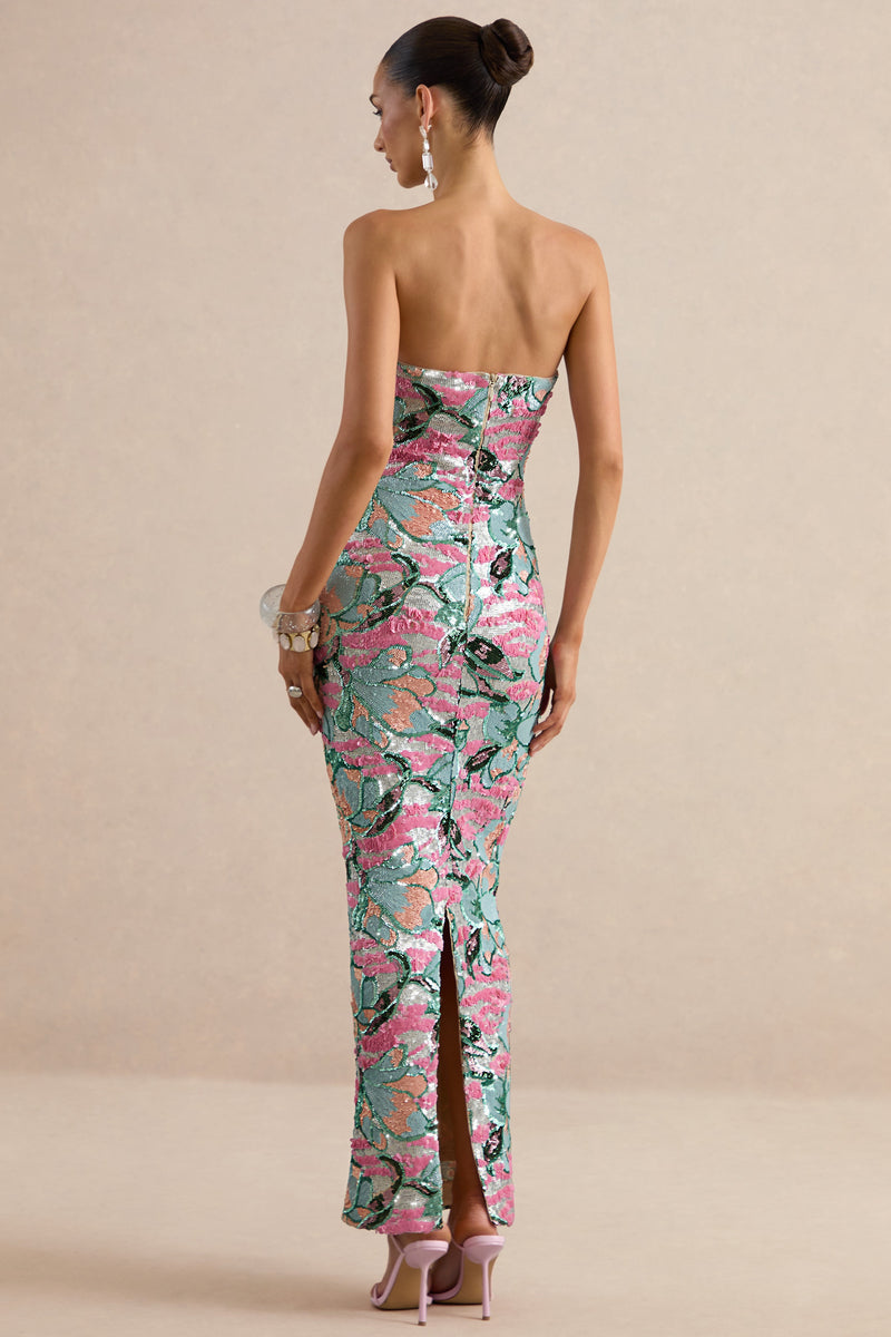 ECM_HR_CL138651013 - Xandra | Light Blue Floral Print Sequin Bandeau-Neck Maxi Dress 10.jpg