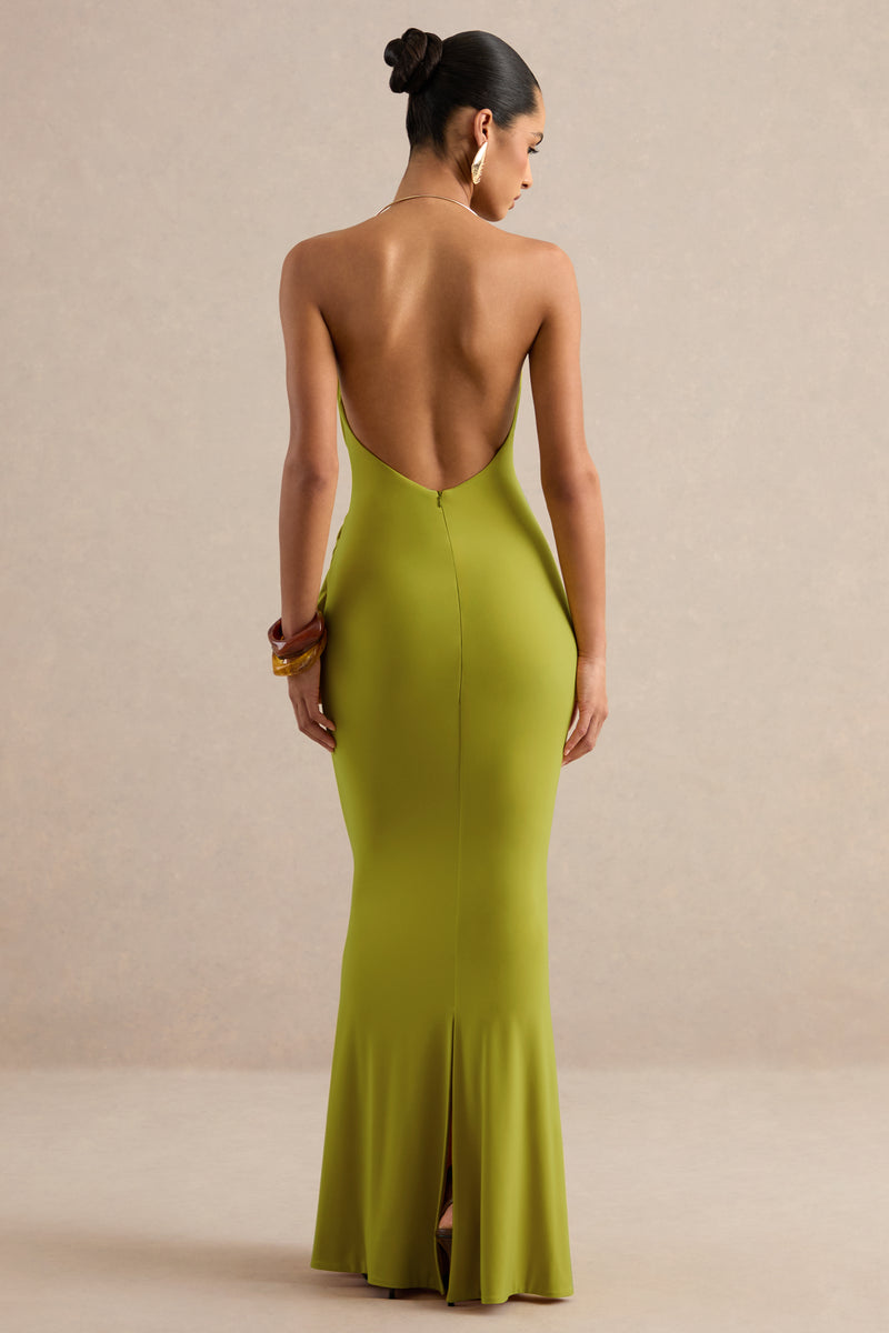 ECM_HR_CL138697031 - Dinara _ Olive Halter-Neck Maxi Dress With Draped Detailing And Gold Detail 2.jpg