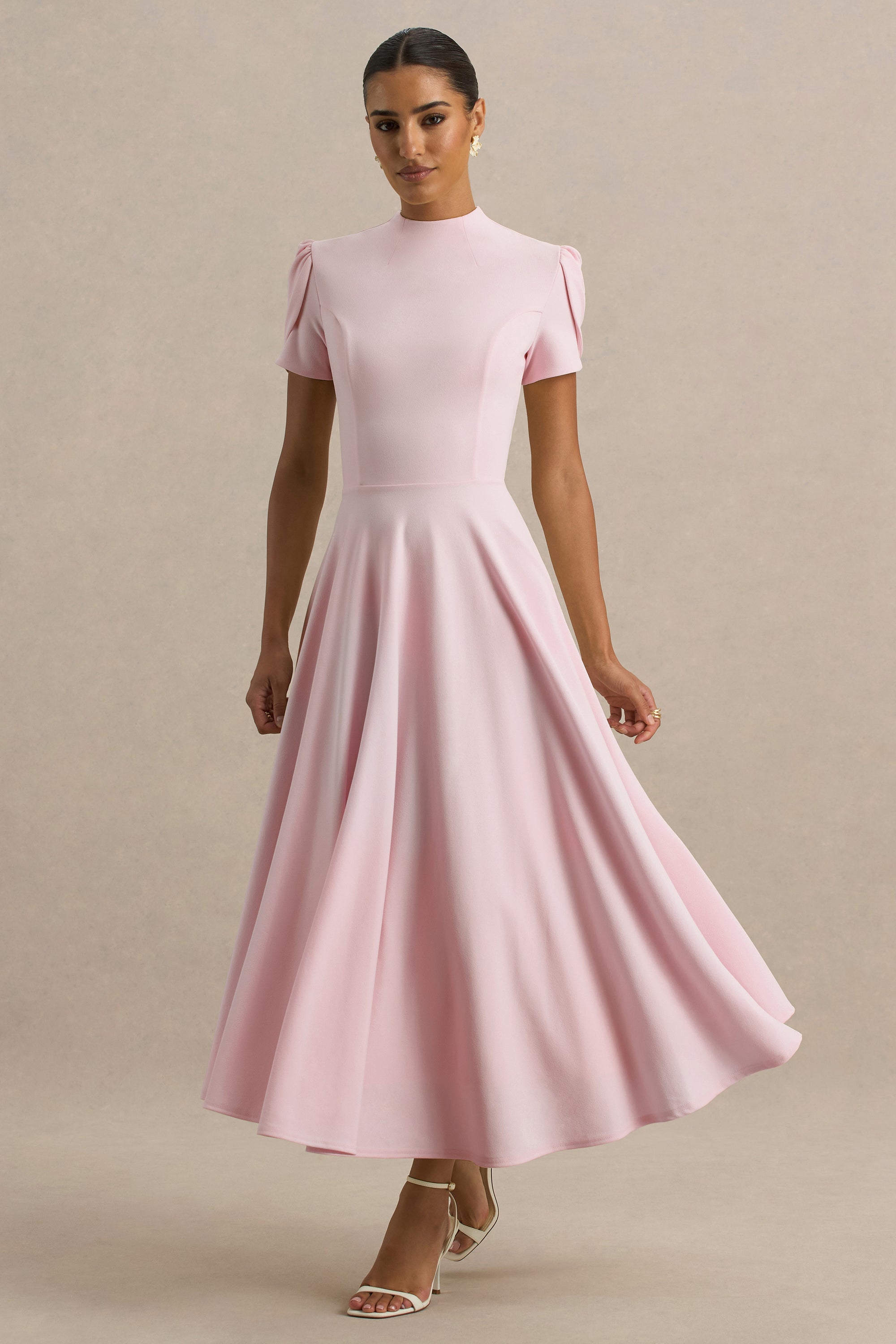 ECM_HR_CL136396081 - Vicky | Light Pink High Neck Midi Dress With Puff Sleeves 04.jpg
