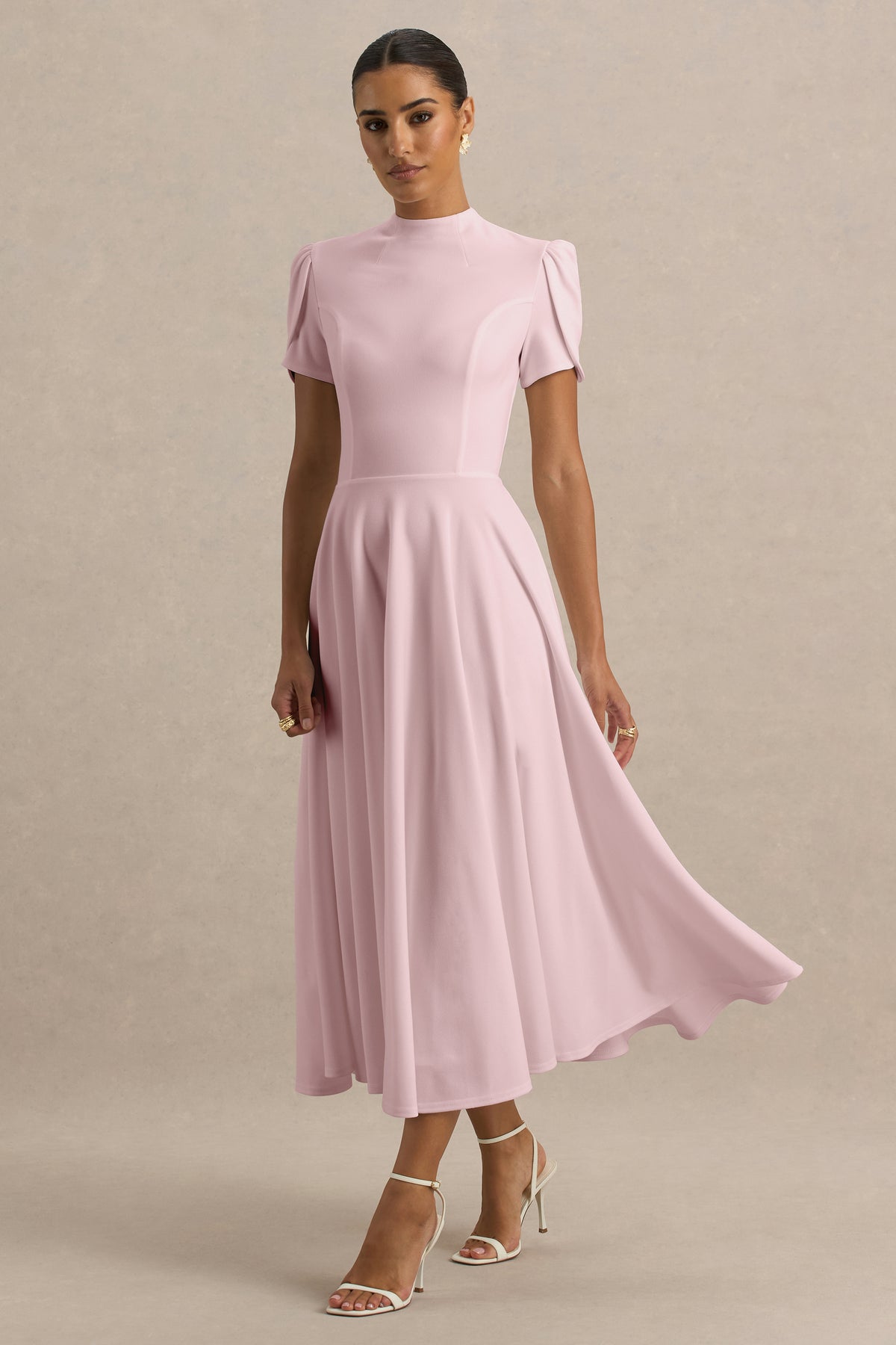 ECM_HR_CL138715081- Vicky Light Pink High Neck Midi Dress With Puff Sleeves 09.jpg