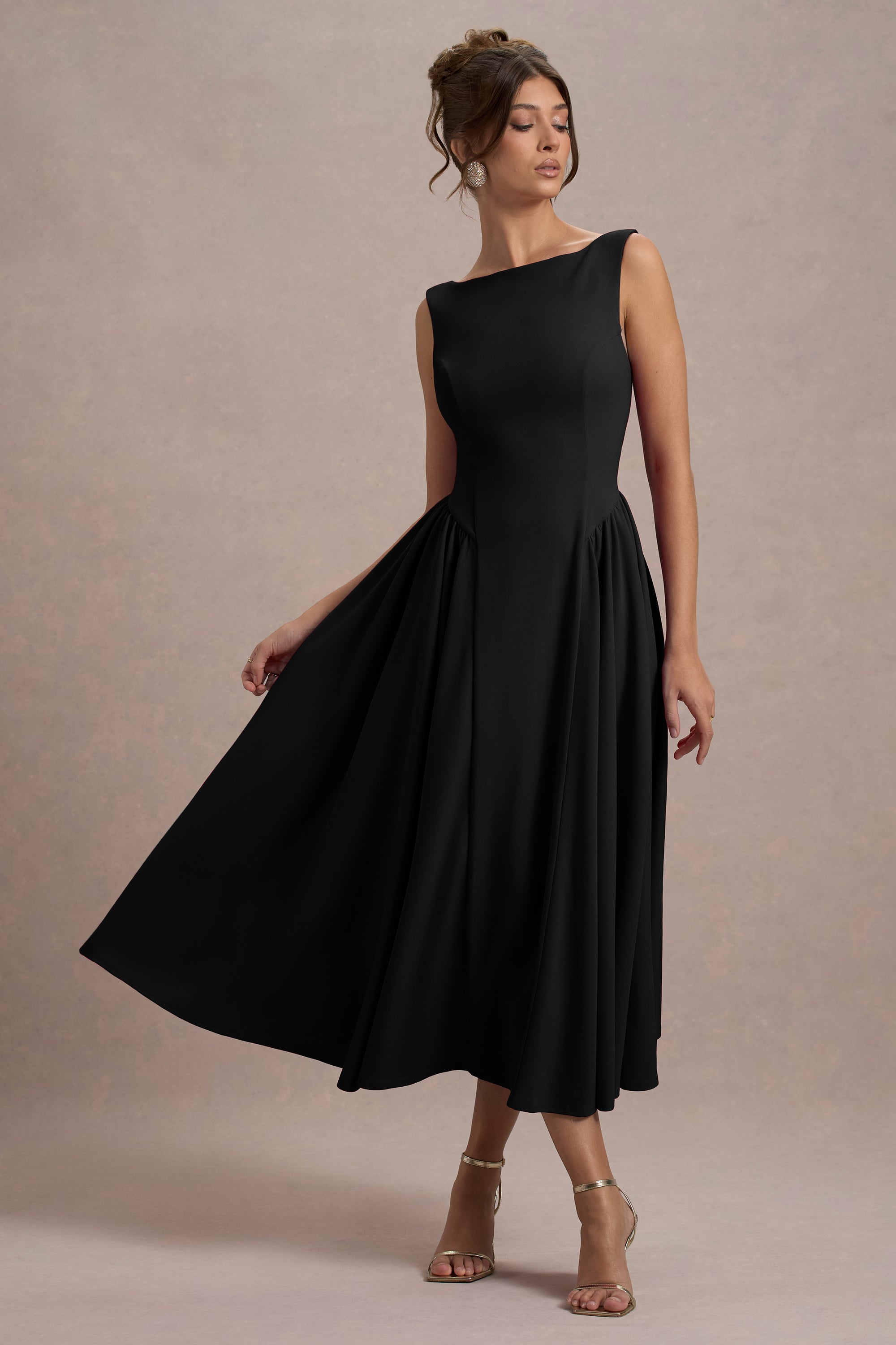 ECM_HR_CL138731001 -  Muriel | Black Boat-Neck Volume-Hem Midi Dress 0.jpg