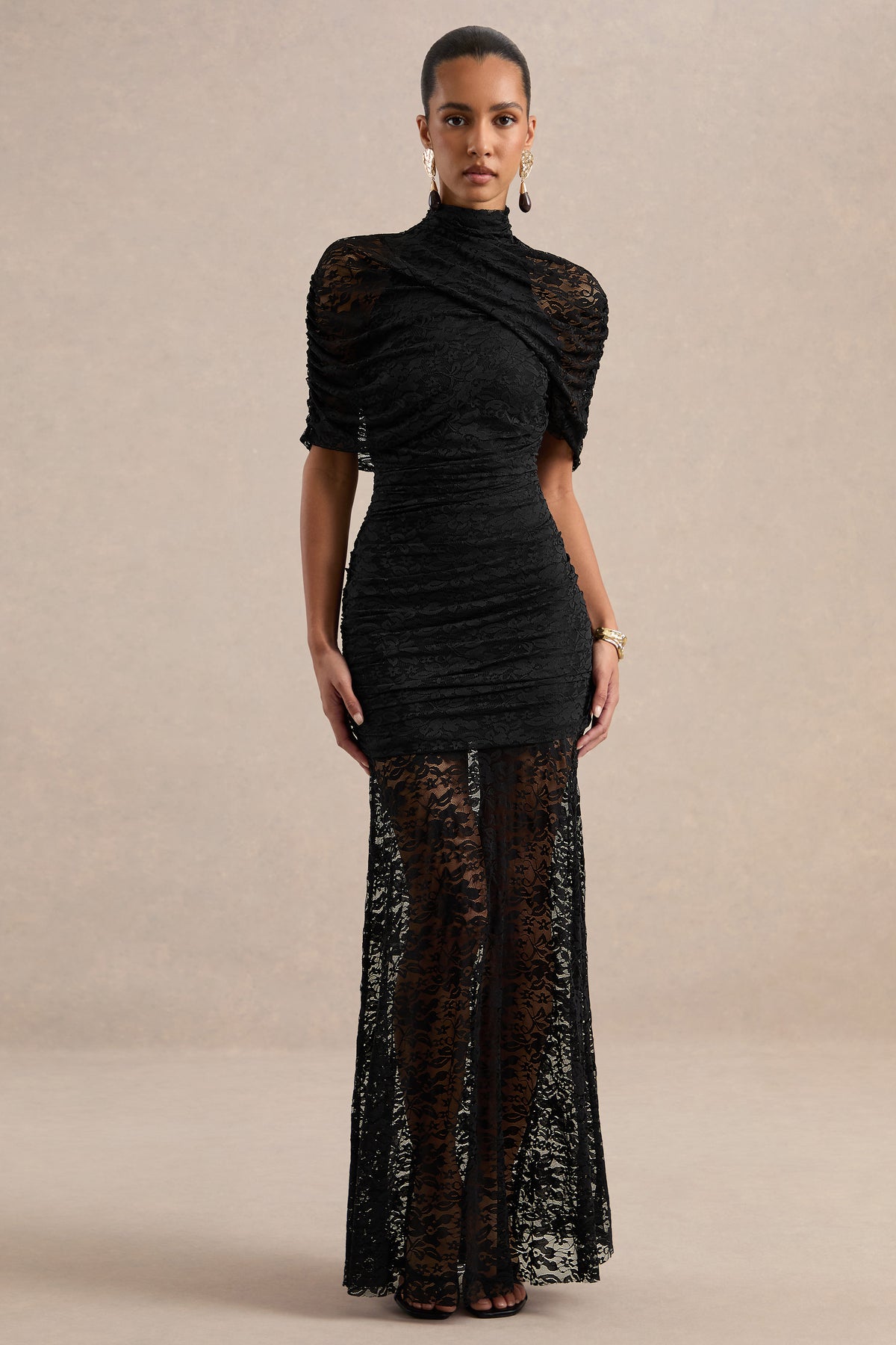 ECM_HR_CL138737001 - Clarinda _ Black Lace High-Neck Maxi Dress With Short Cape Detail2.jpg