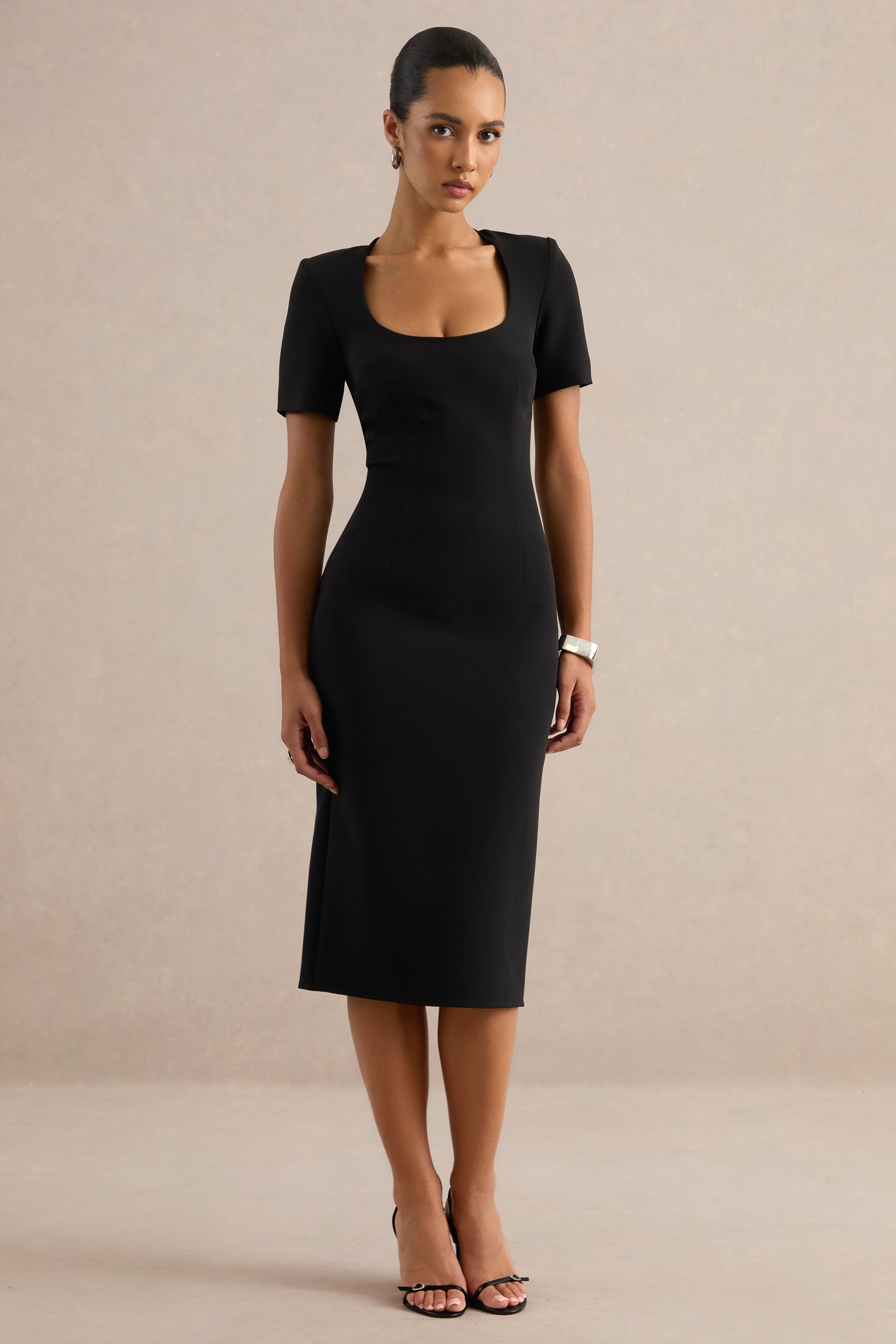 ECM_HR_CL138777001 - Elisiae | Black Scoop-Neck Midi Dress 1.jpg
