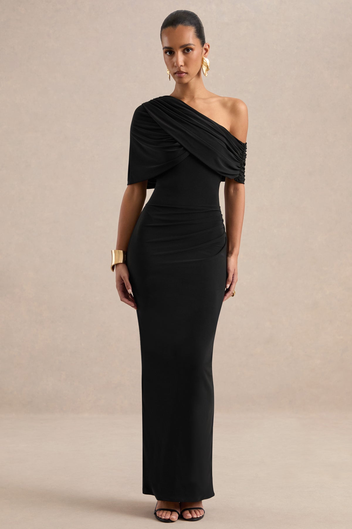 ECM_HR_CL138816001 - Solenne - Black One Shoulder Maxi Dress with Cape Detailing1.jpg