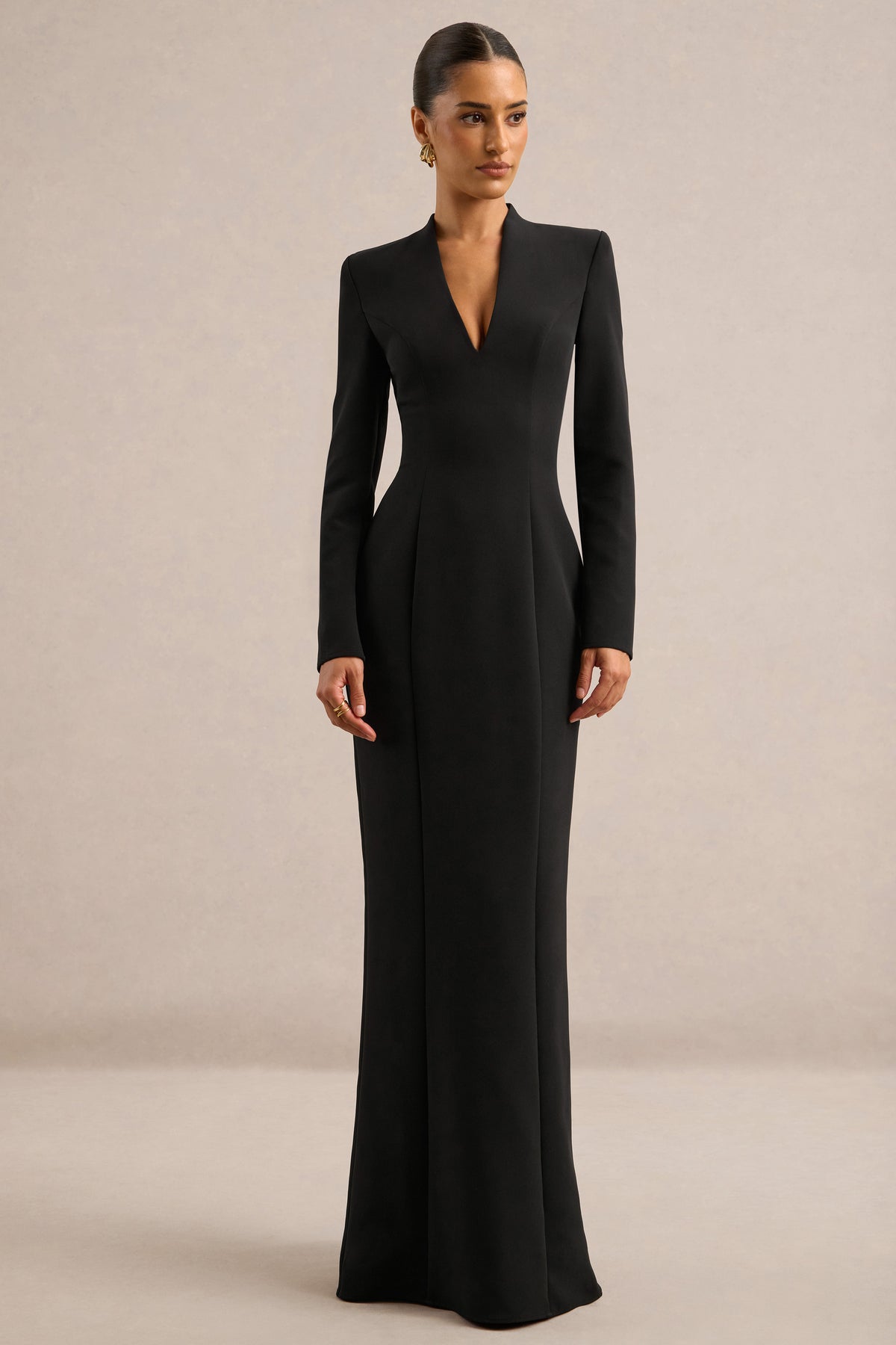 ECM_HR_CL138825001 - Giada _ Black Plunging V-Neck Long Sleeve Maxi Dress2.jpg