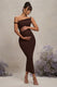 Salome | Vestido midi de premamá asimétrico color marrón chocolate